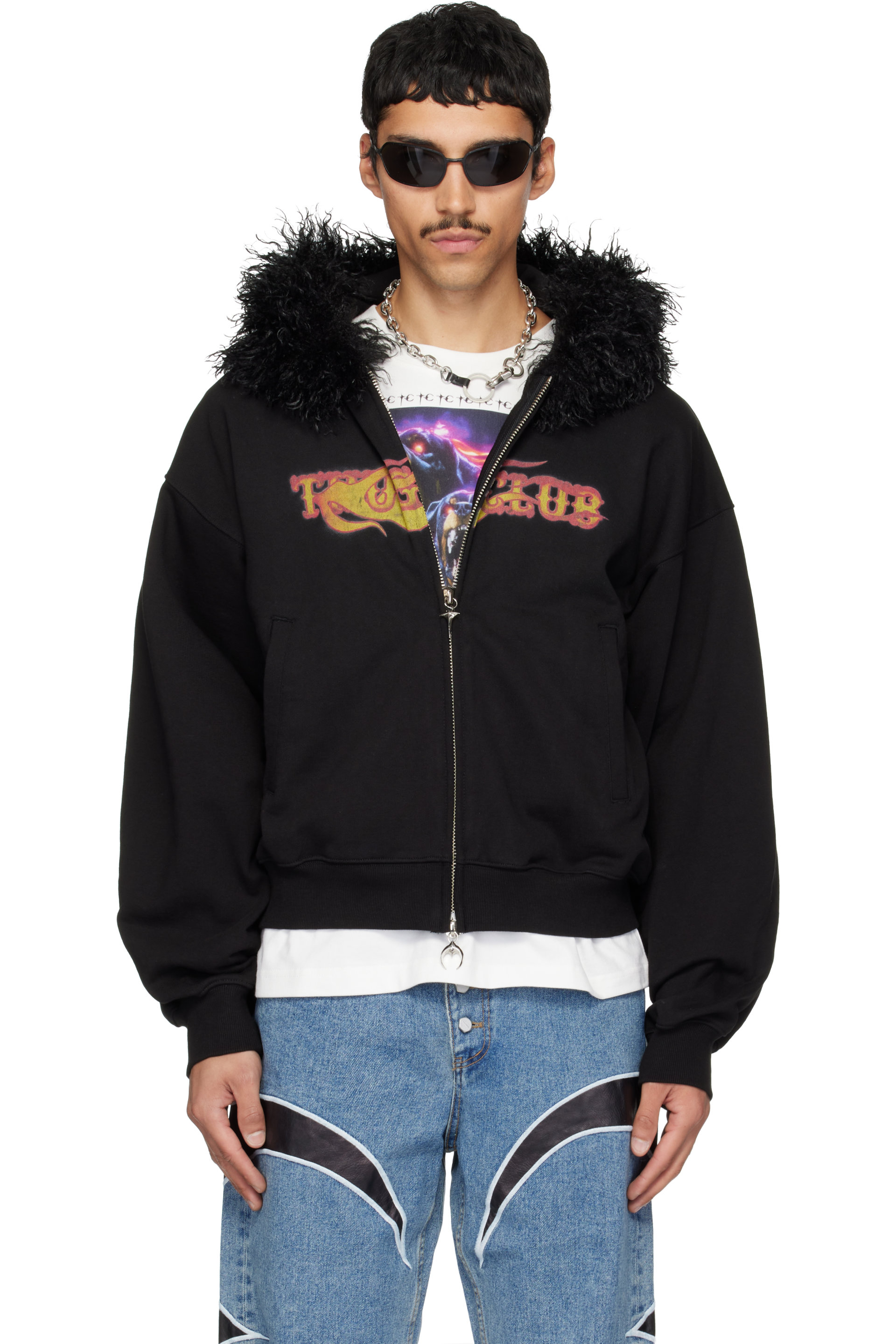 Thug Club - Pull noir à logo et à glissière
