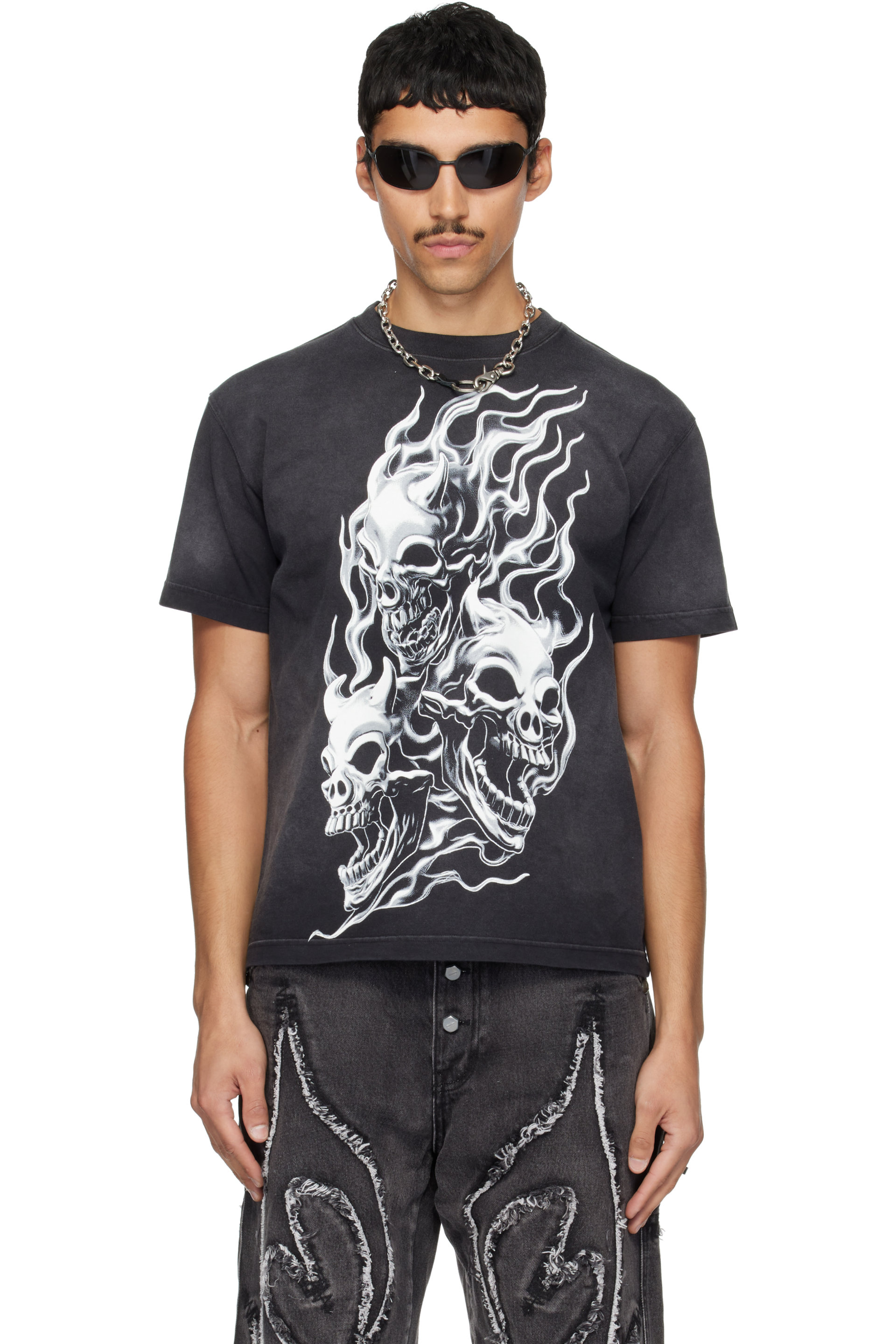 Thug Club - Black Three Riding Skull Dirt T-shirt