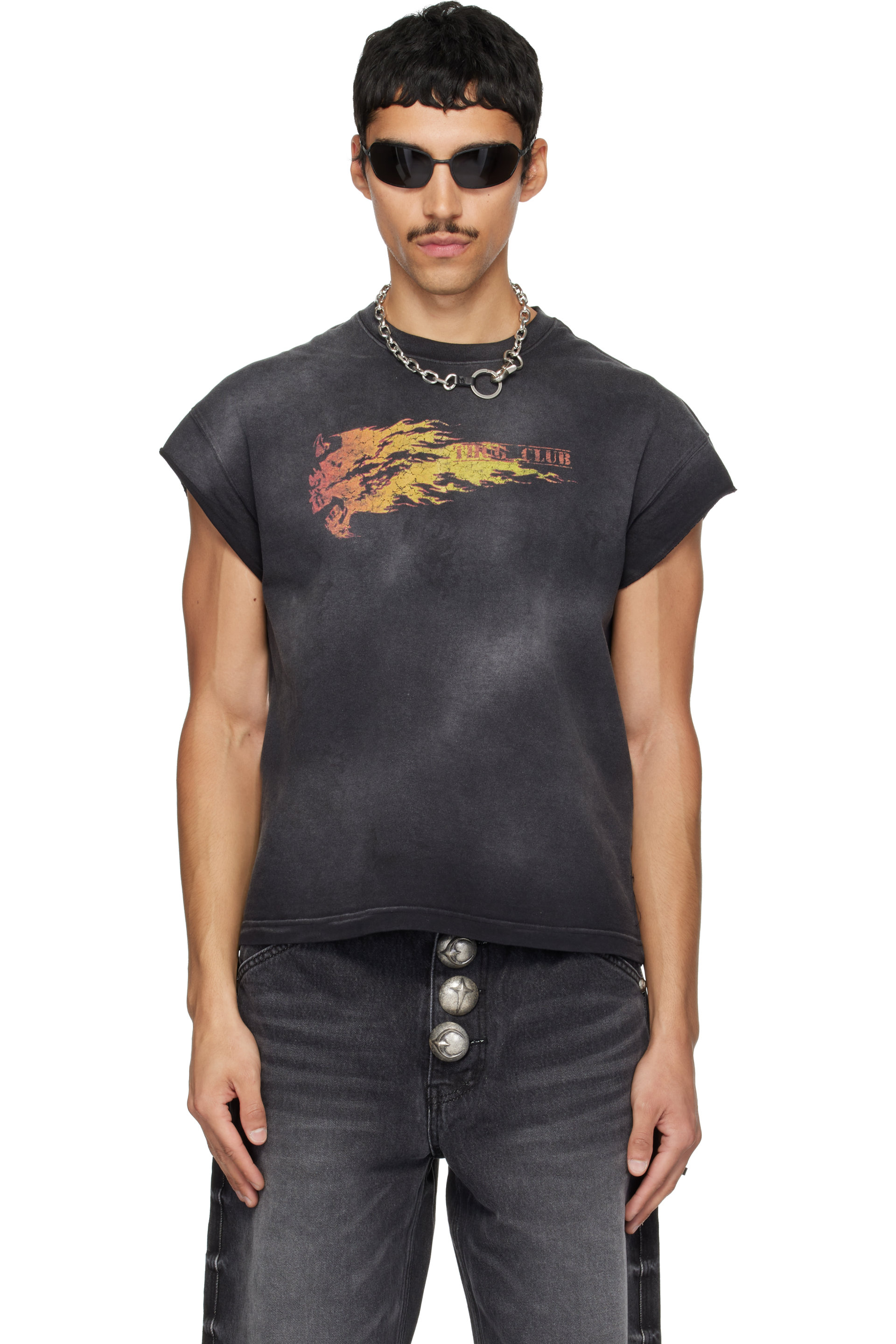 Thug Club - Black Burnshot Slit Sleeve T-shirt