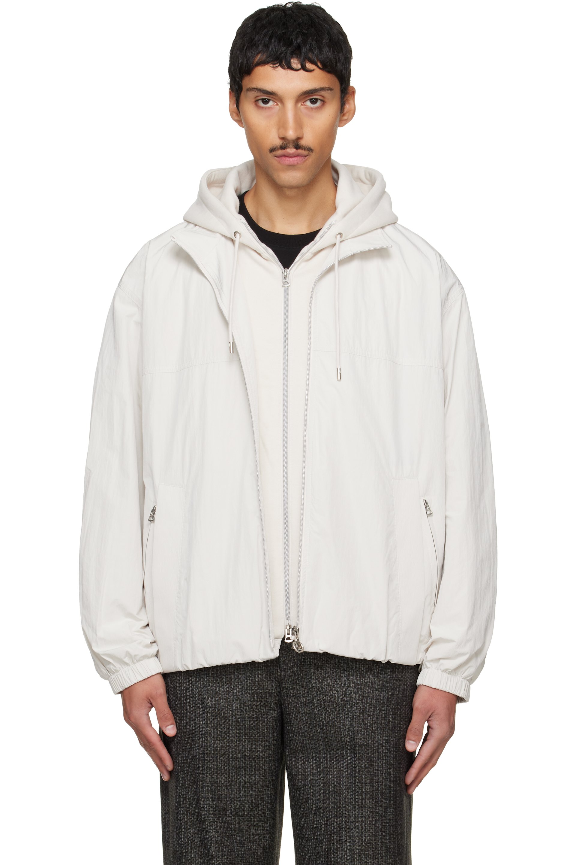 Solid Homme - Off-White Layered Taffeta Jacket