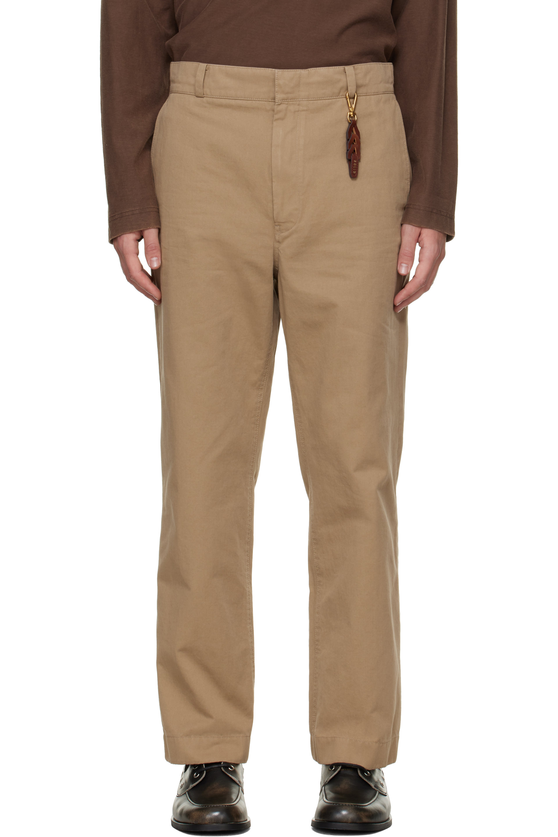 Solid Homme - Pantalon beige en sergé de coton