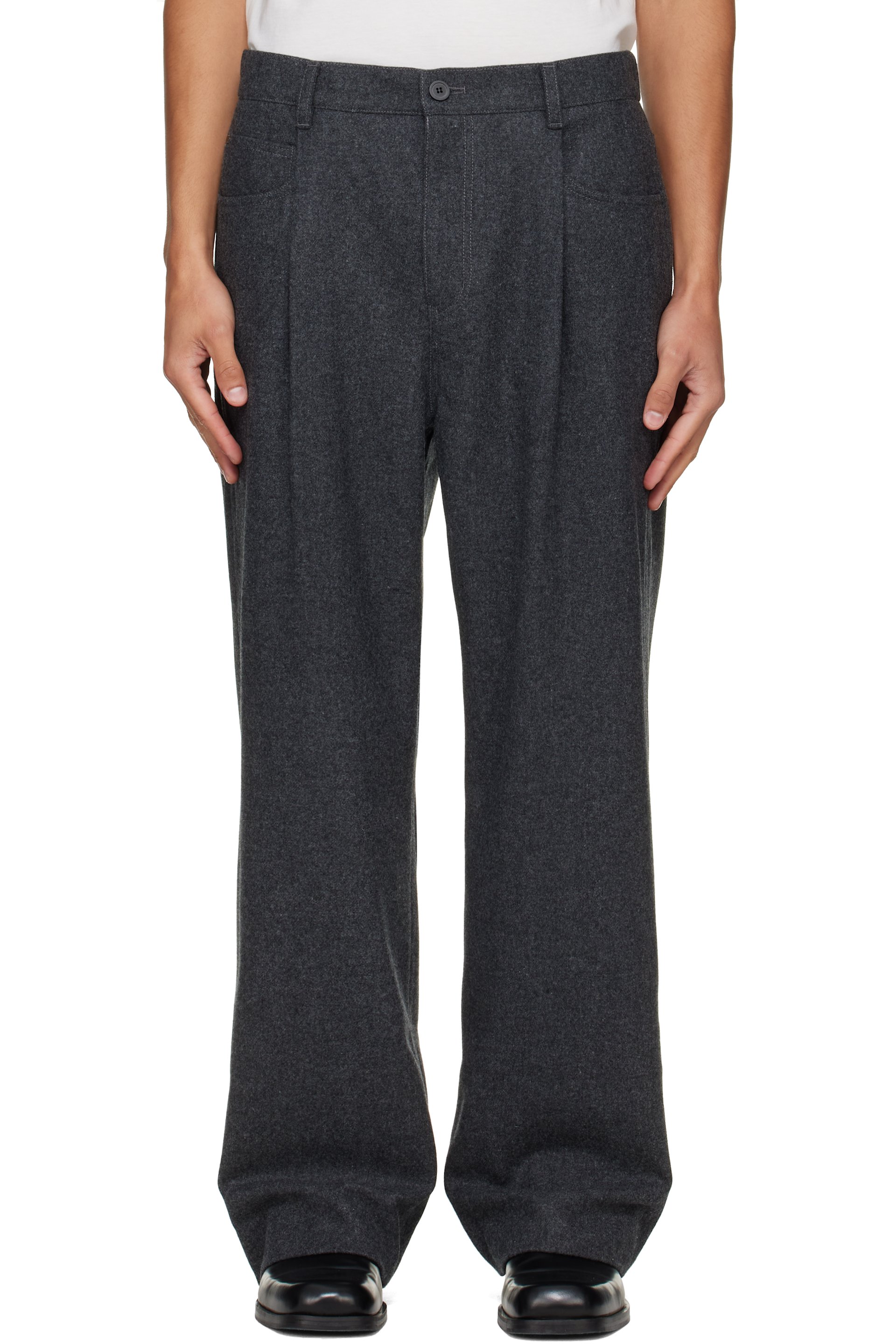 Solid Homme - Gray Melton Trousers