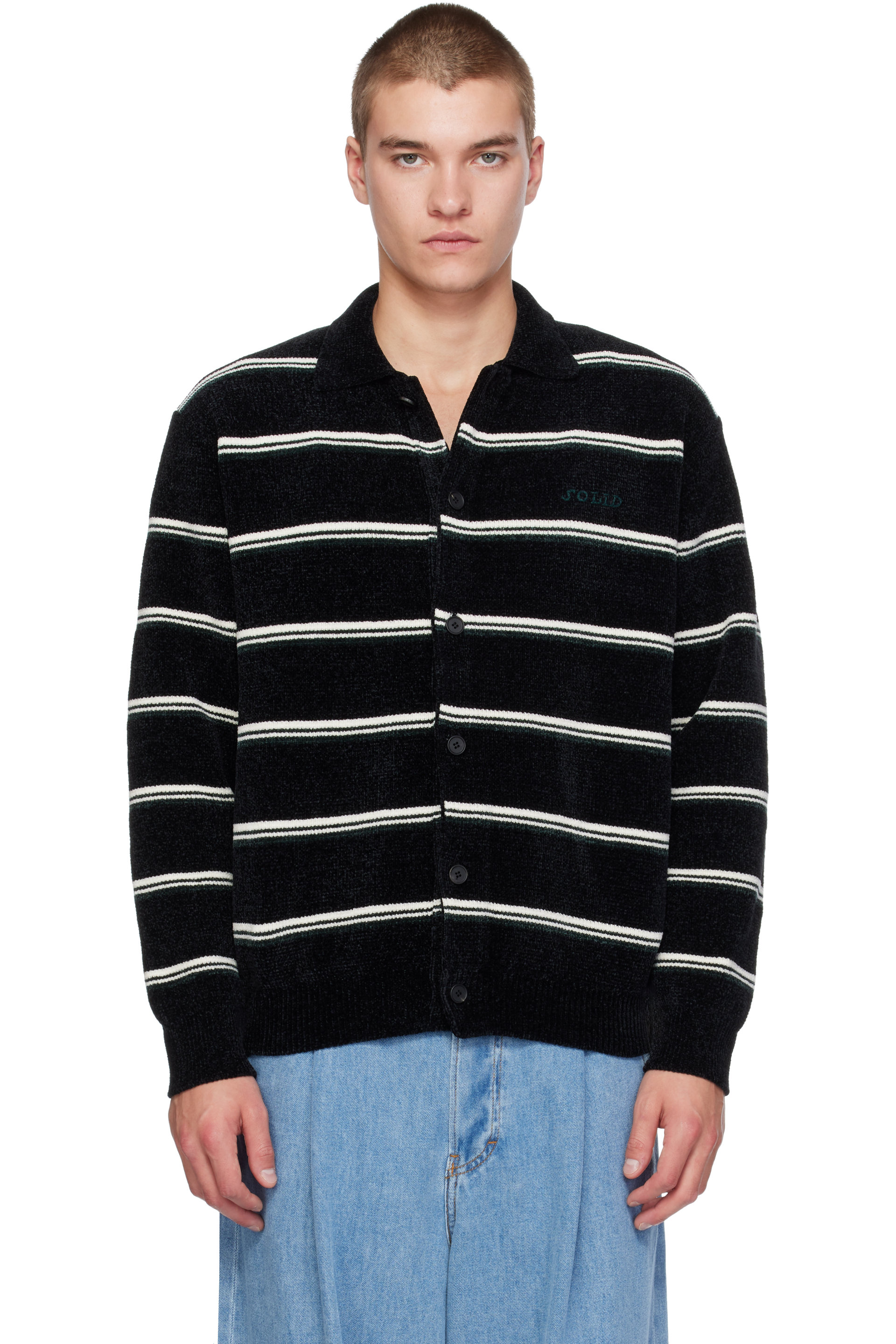 Solid Homme - Cardigan noir en tricot