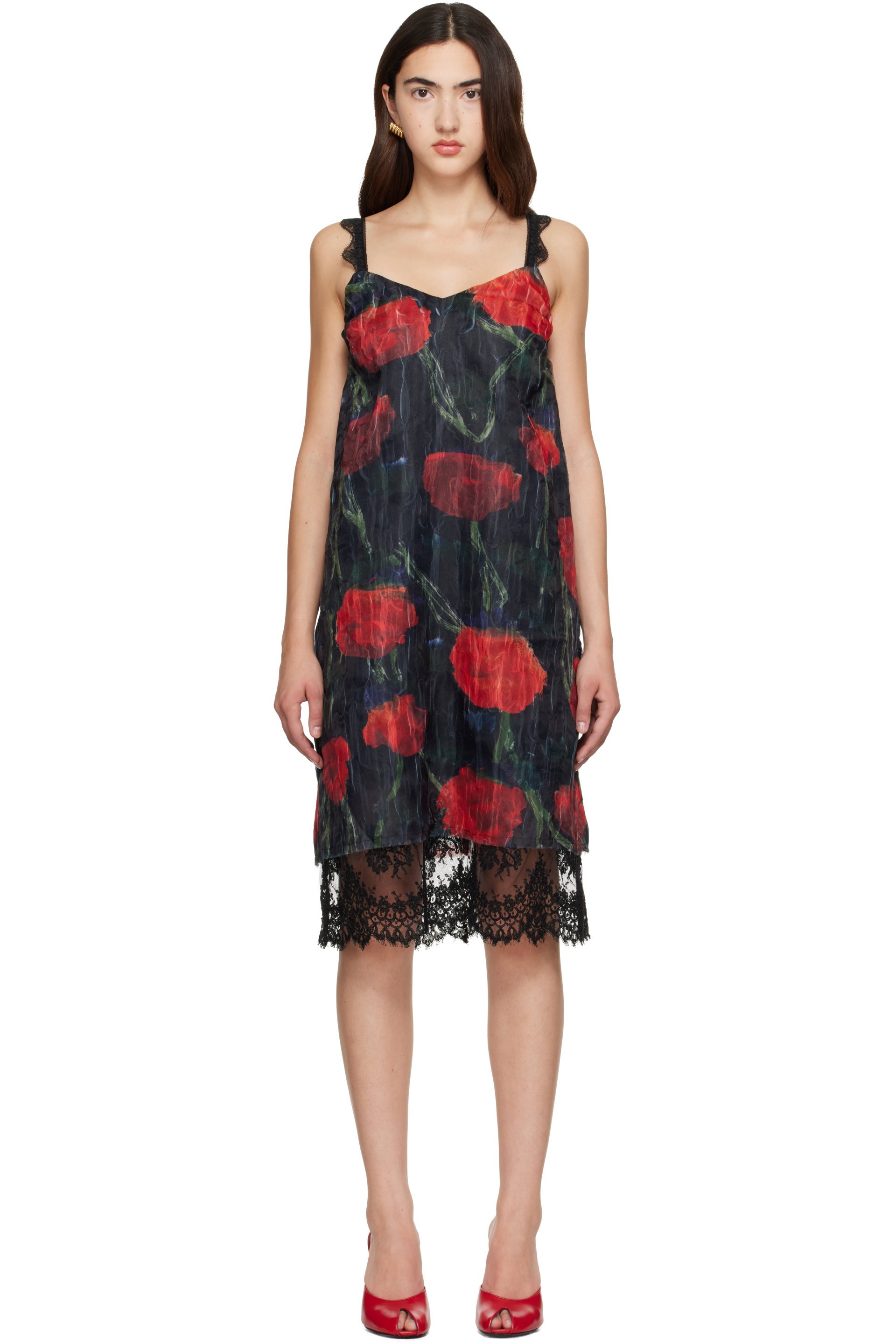 WILLY CHAVARRIA - Black Fondo Slip Midi Dress