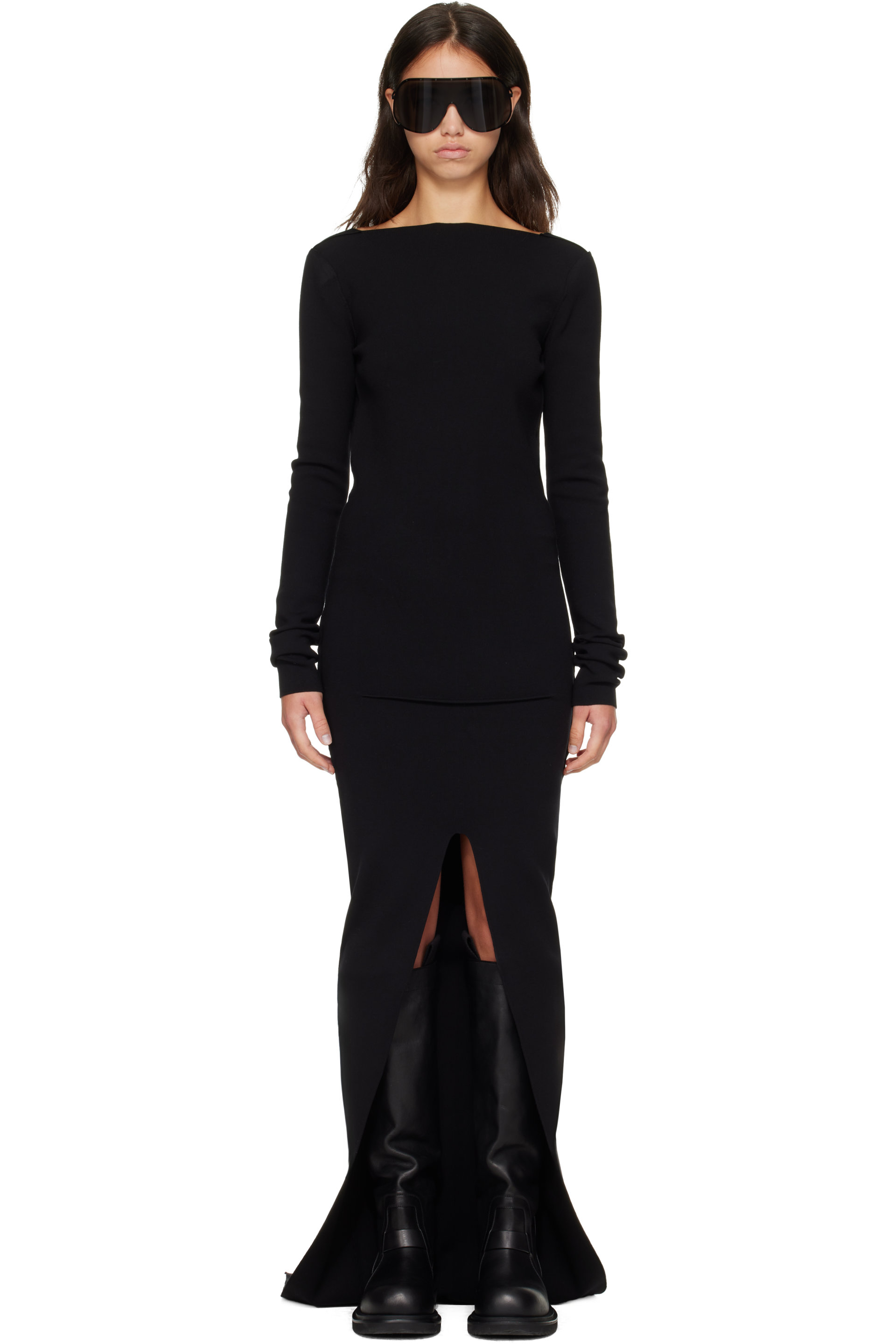 Rick Owens - Black Tower Tight Maxi Dress