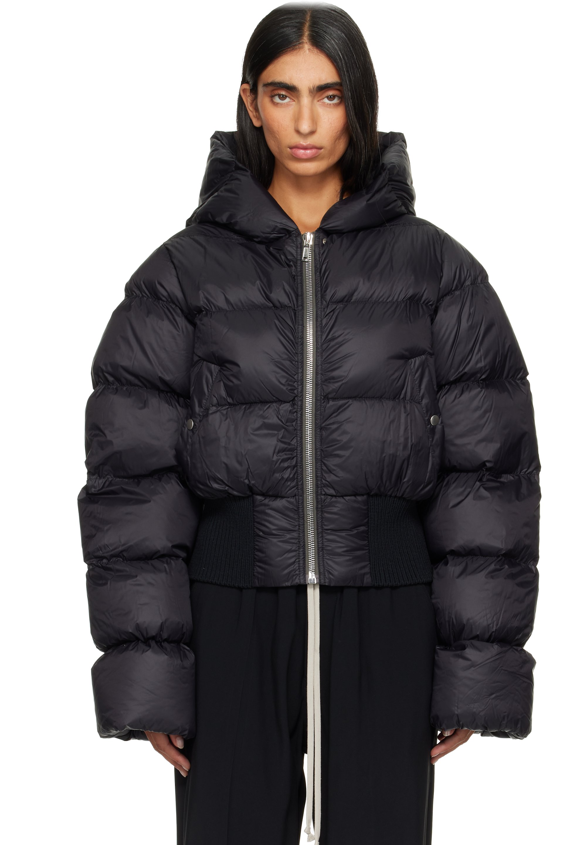 Rick Owens - Black Tower Cinched Hooded Down Jacket