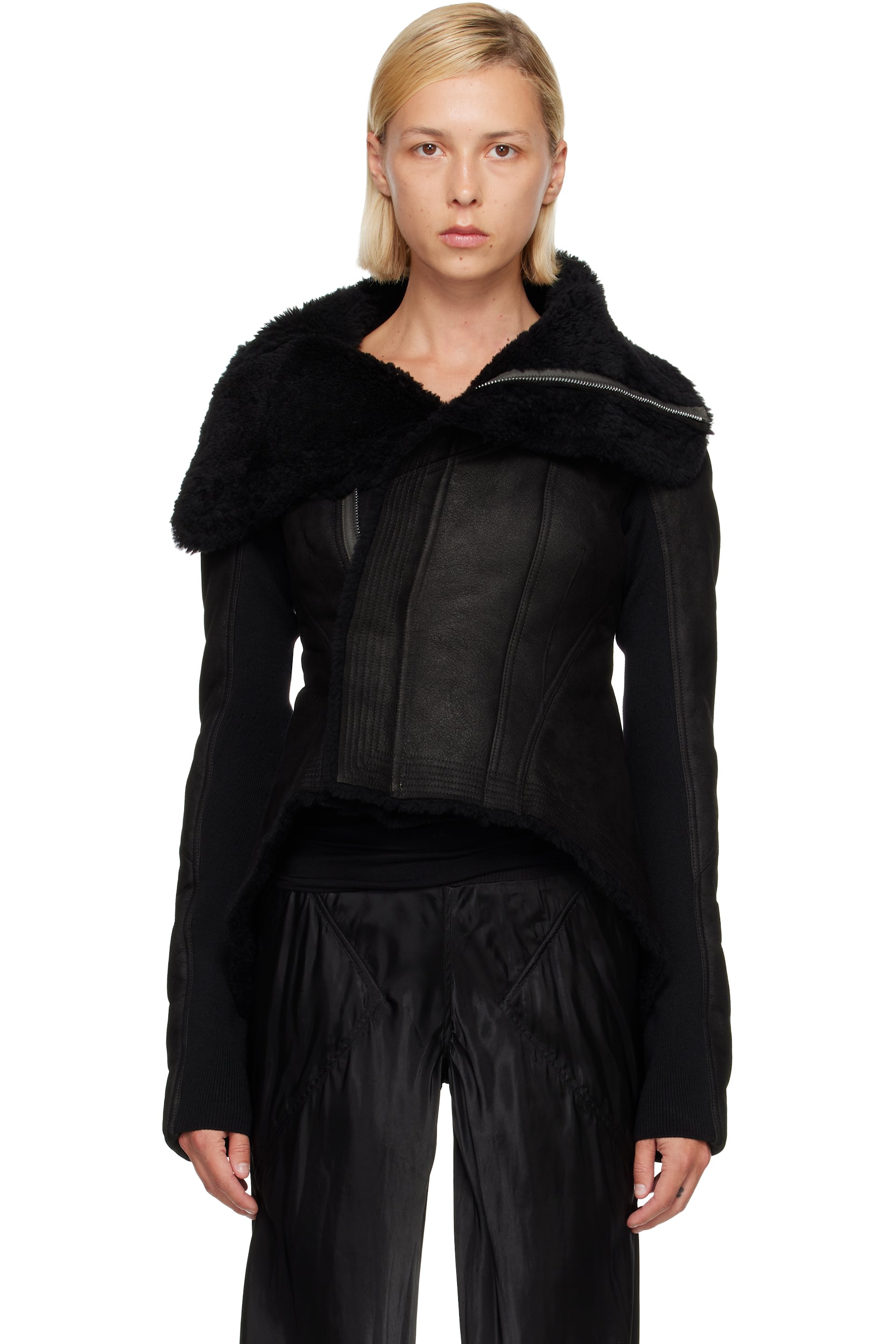 Rick Owens - ブラック Tower Naska シアリングジャケット