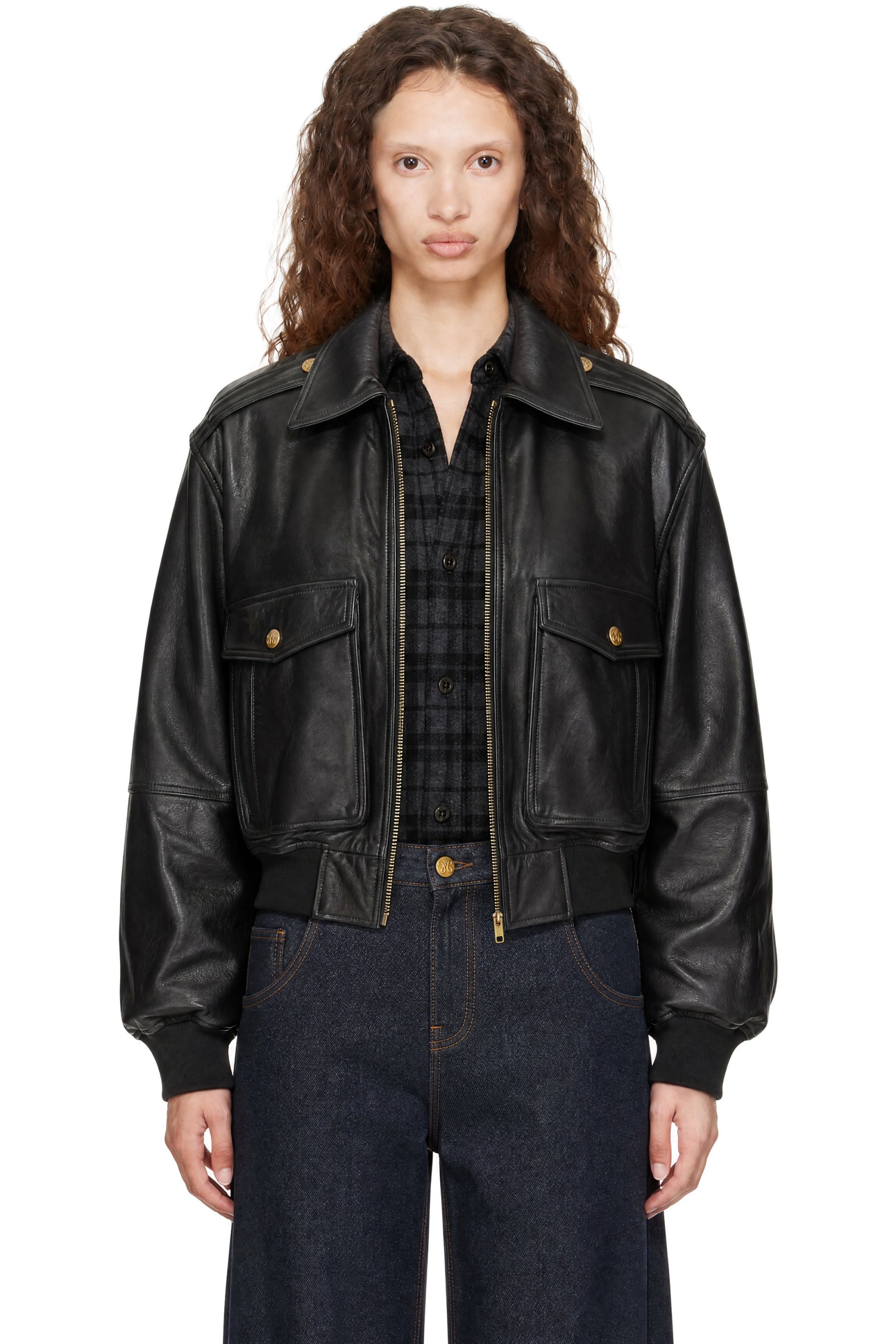 WILLY CHAVARRIA - Black Cropped Leather Jacket