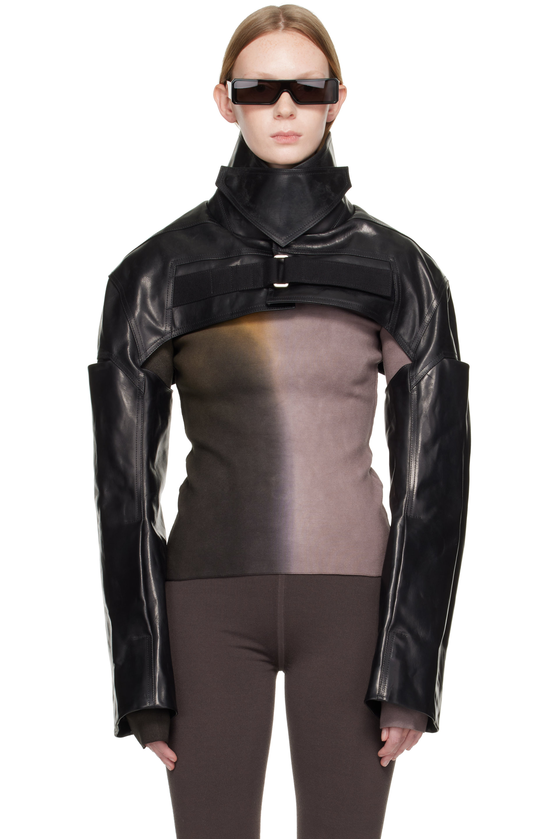 Rick Owens - Black Tower Mac Cropped Leather Jacket