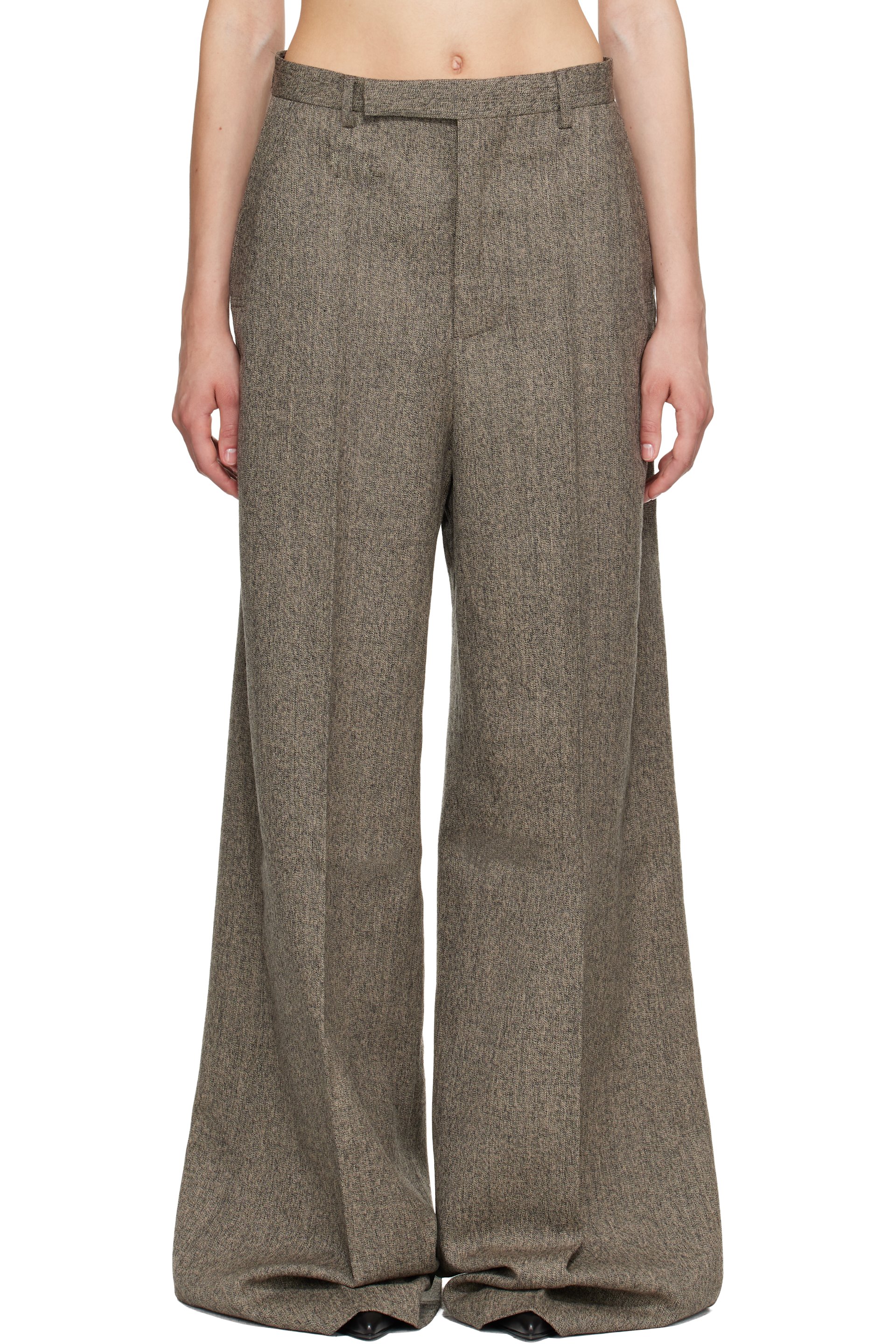 Rick Owens - Beige Tower Wide Tailored Trousers