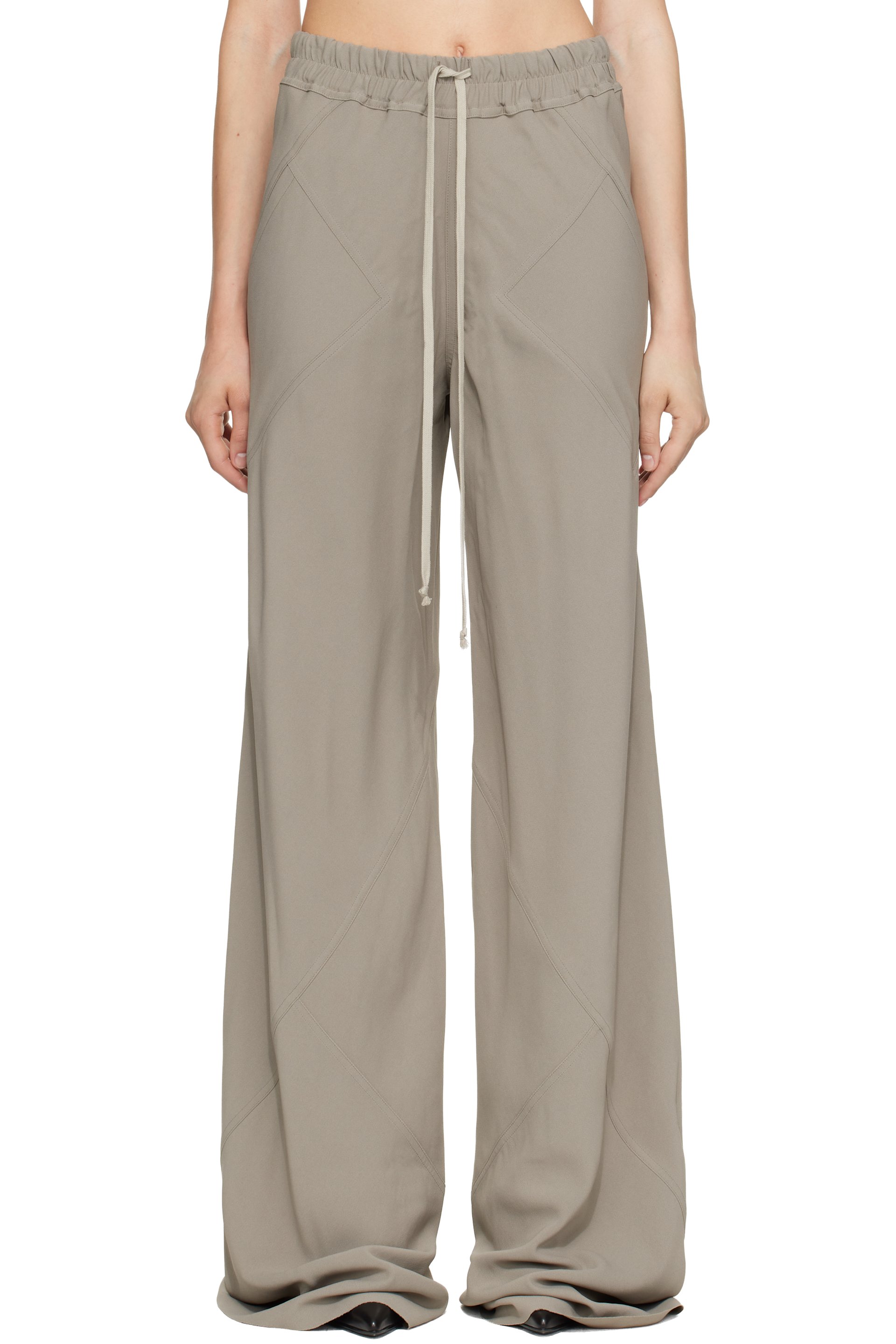 Rick Owens - Taupe Tower Drawstring Bias Trousers