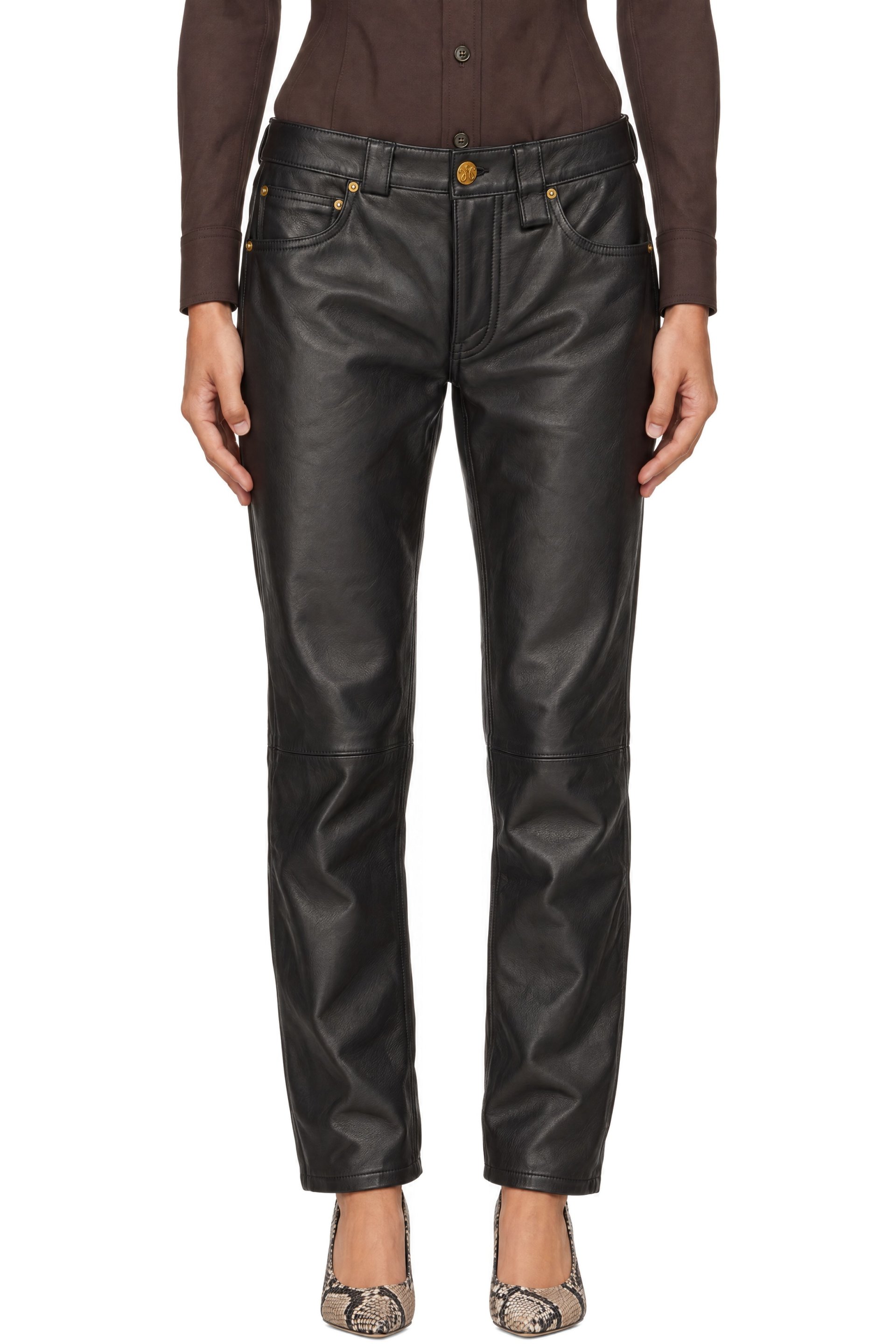 WILLY CHAVARRIA - Black Chente Leather Pants