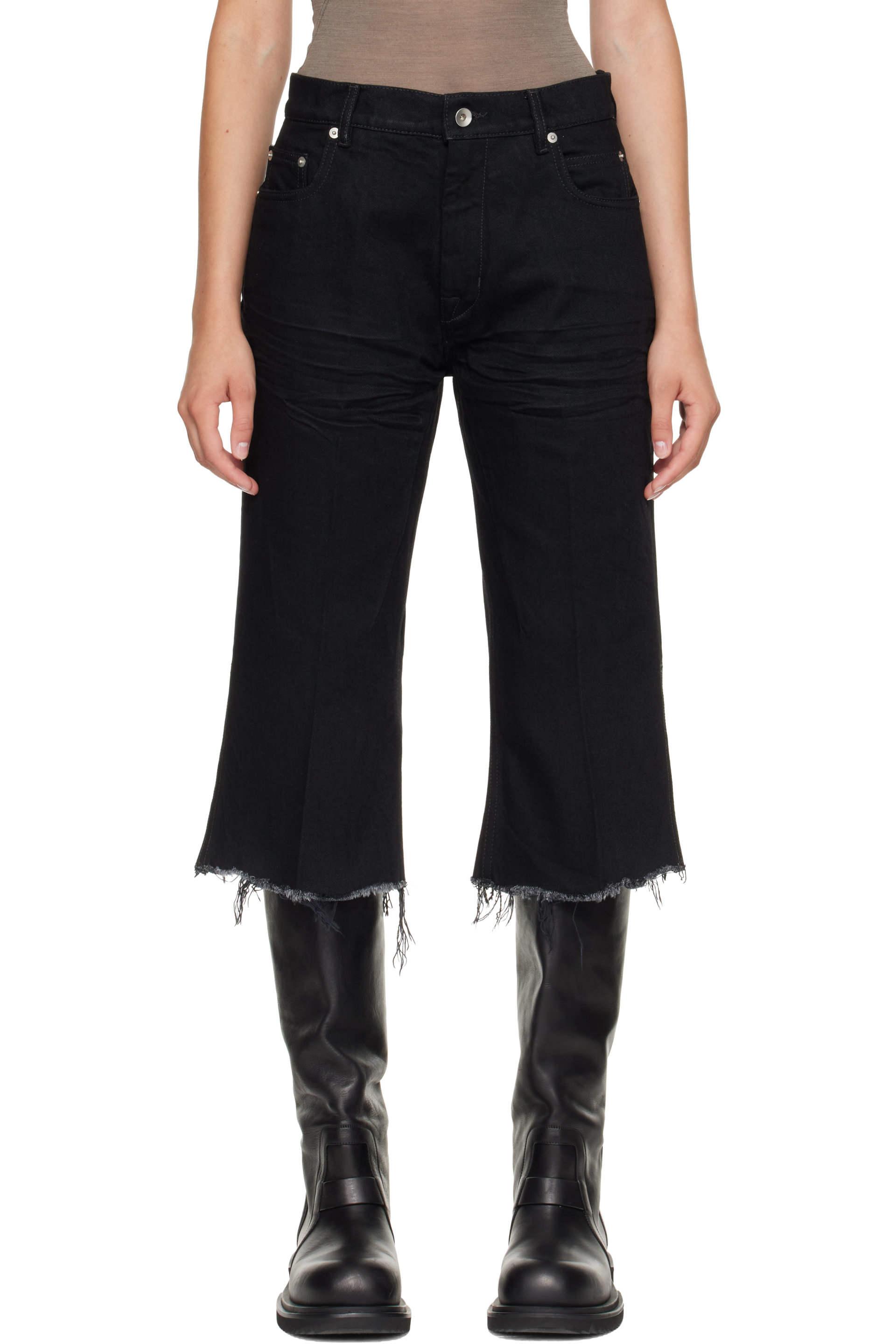 Rick Owens - Black Tower Bolan Cutoff Shorts