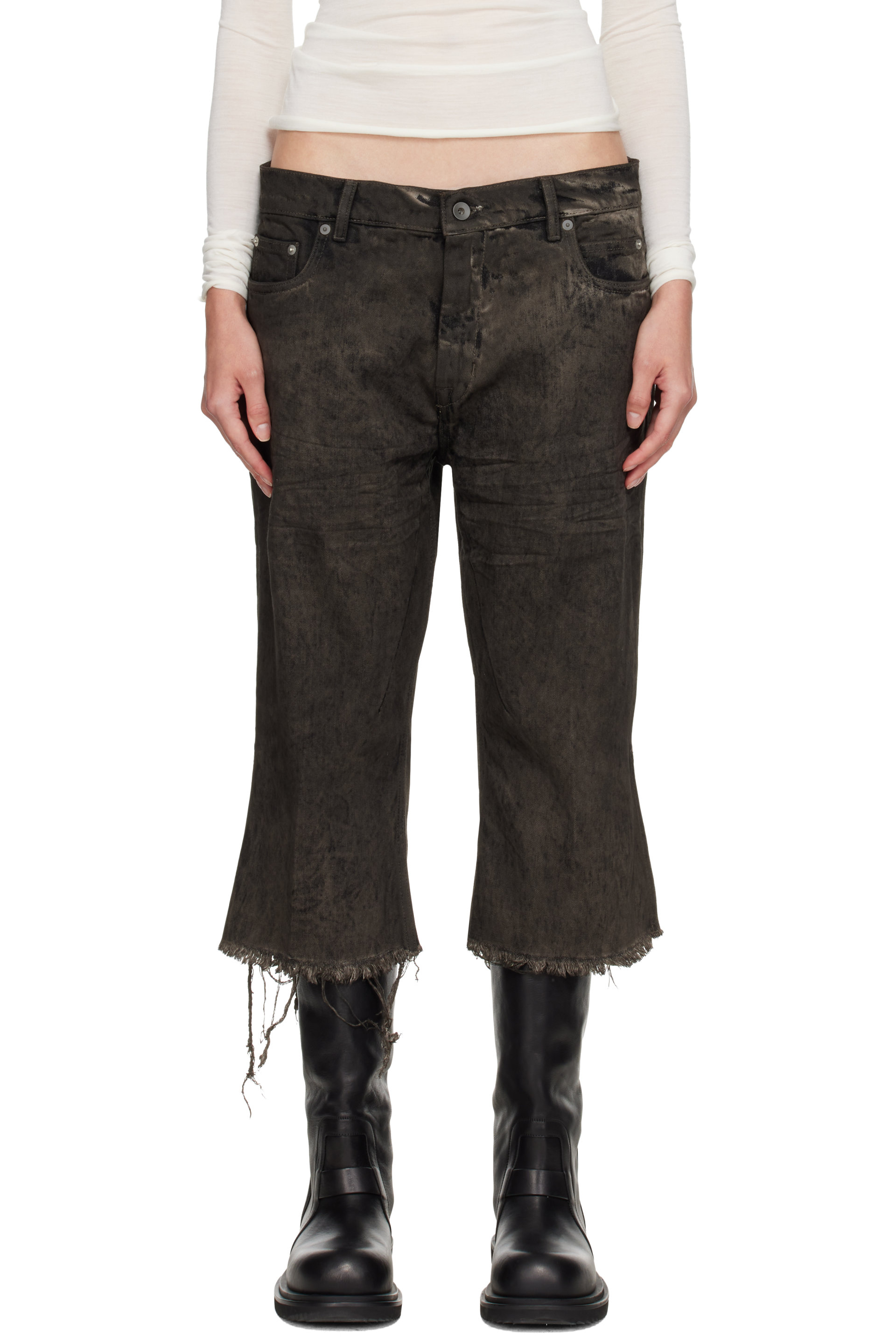 Rick Owens - Gray Tower Bolan Cutoffs Jeans