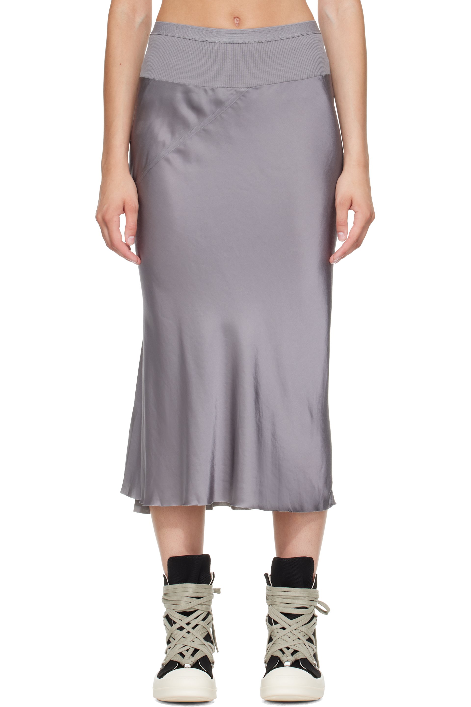 Rick Owens - Gray Tower Knee Bias Midi Skirt
