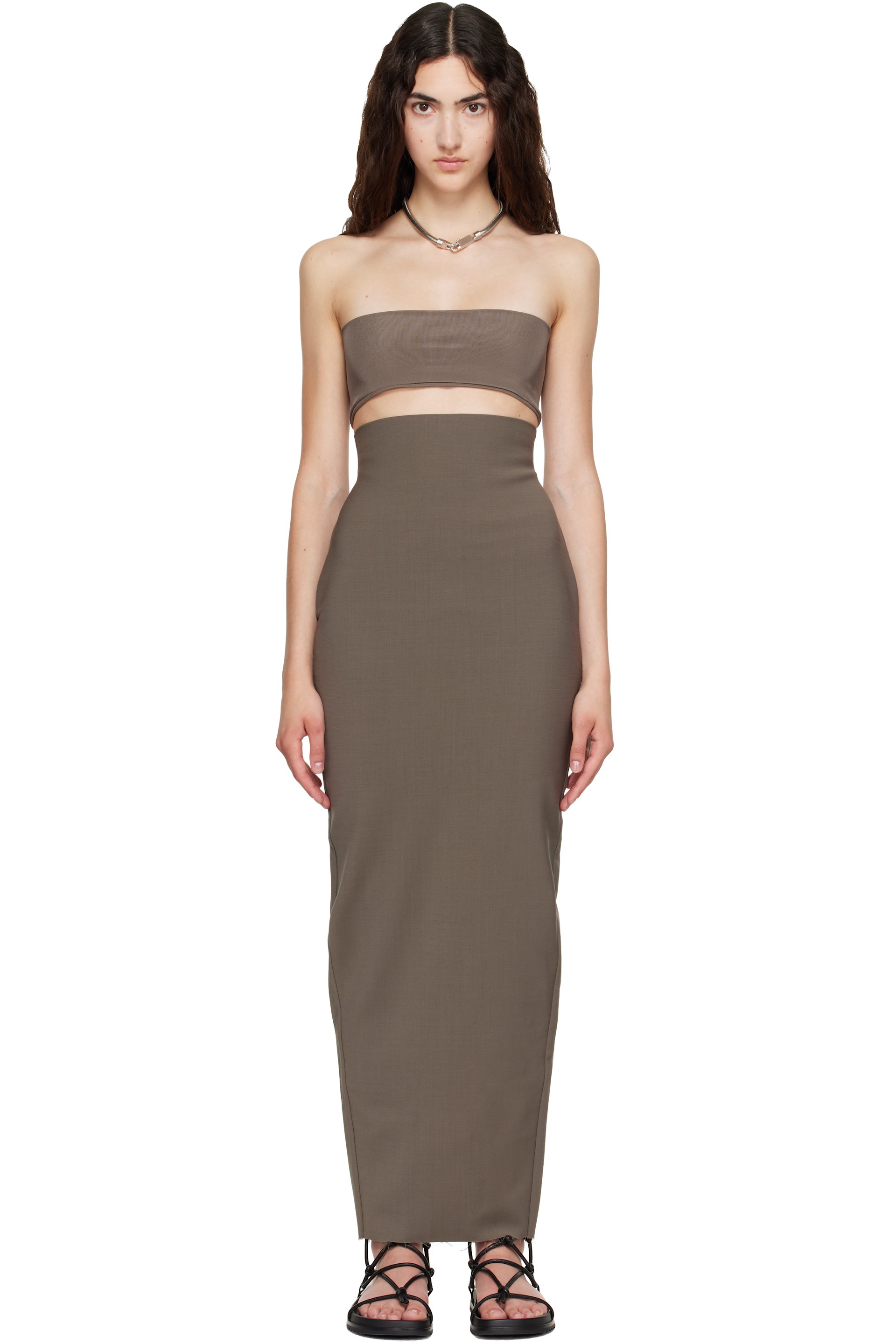 Rick Owens - Gray Tower Dirt Pillar Maxi Skirt