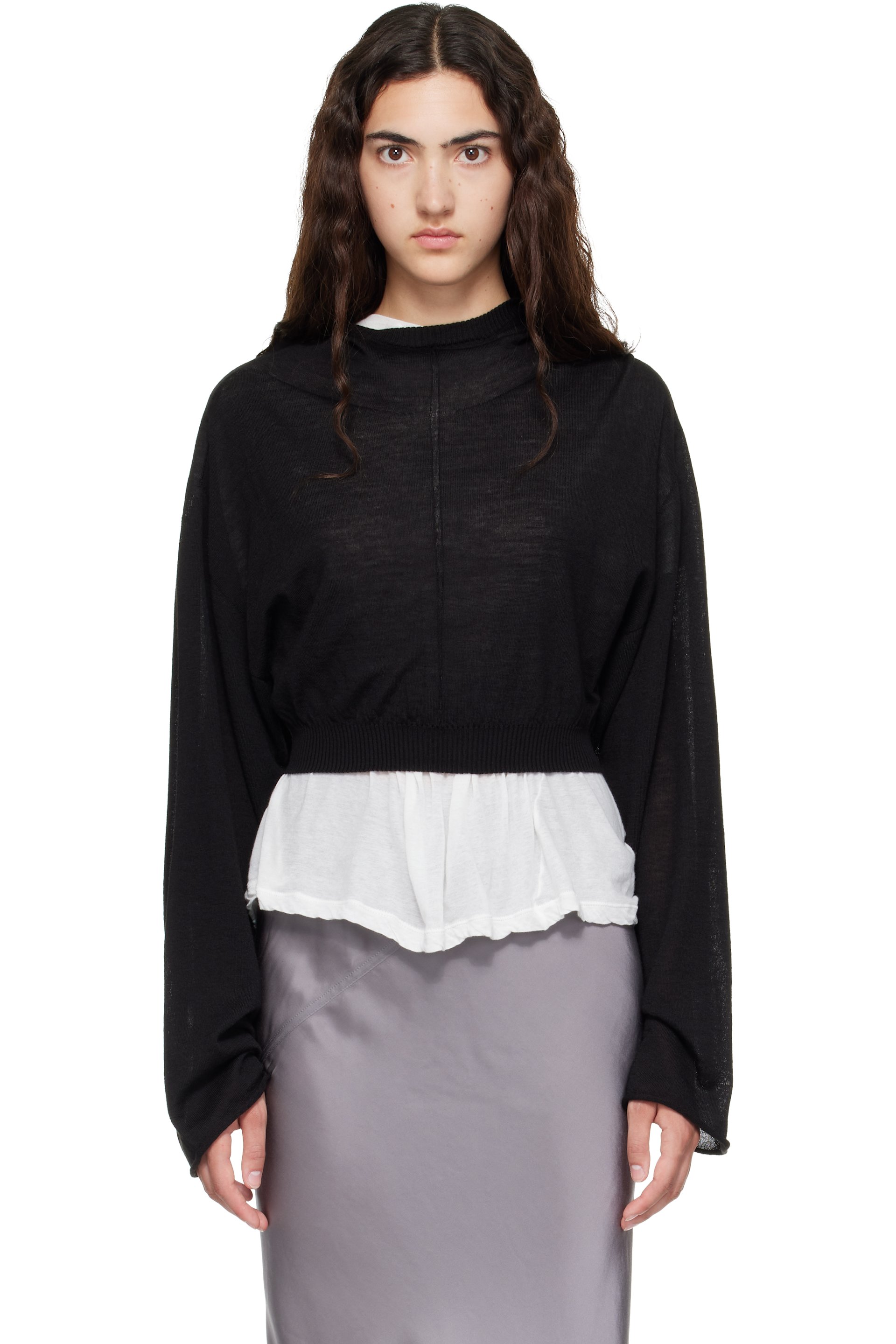 Rick Owens - Black Tower Cropped Tunic Hoodie