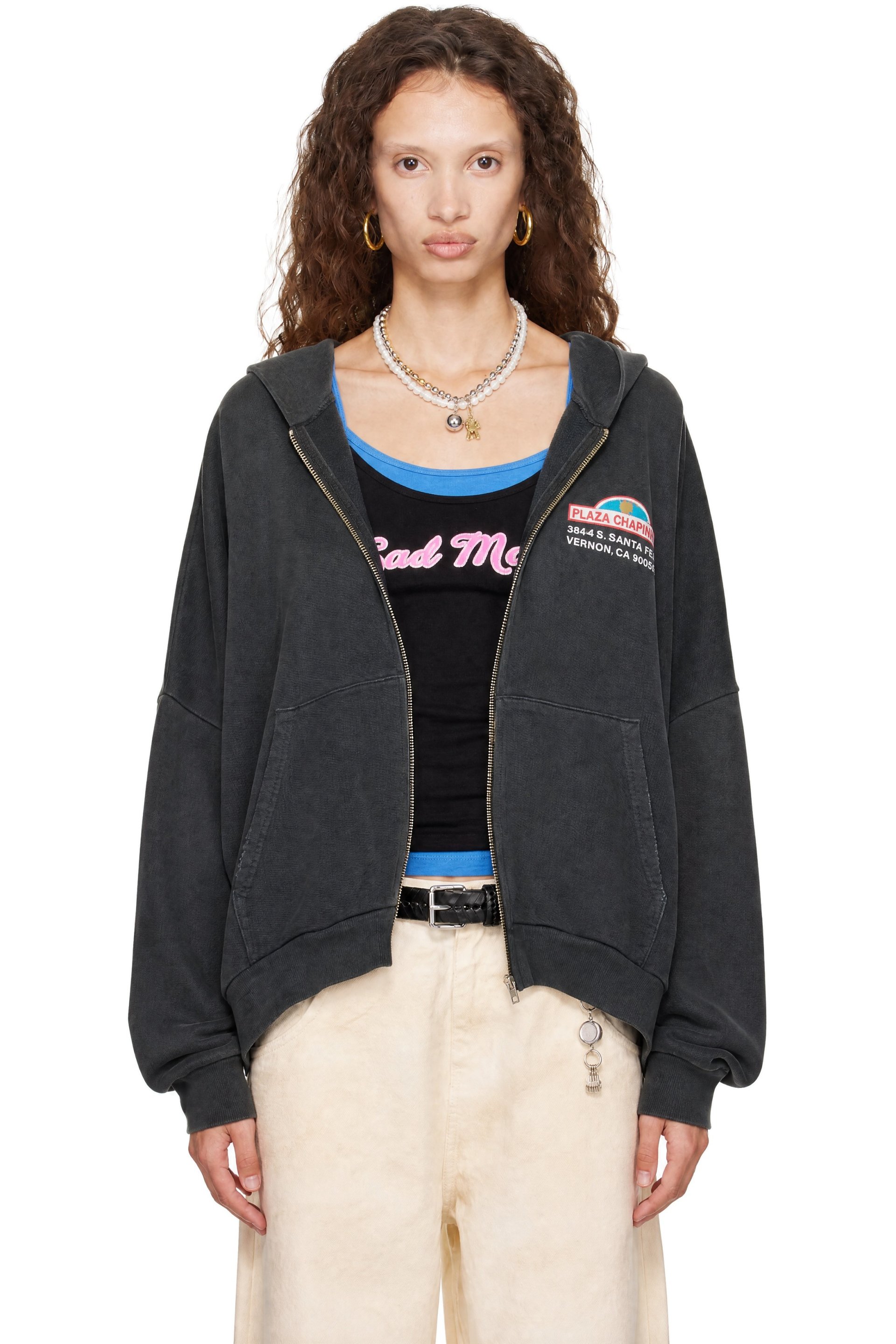 WILLY CHAVARRIA - Gray 'Plaza Chavarria' Zip Hooligan Hoodie
