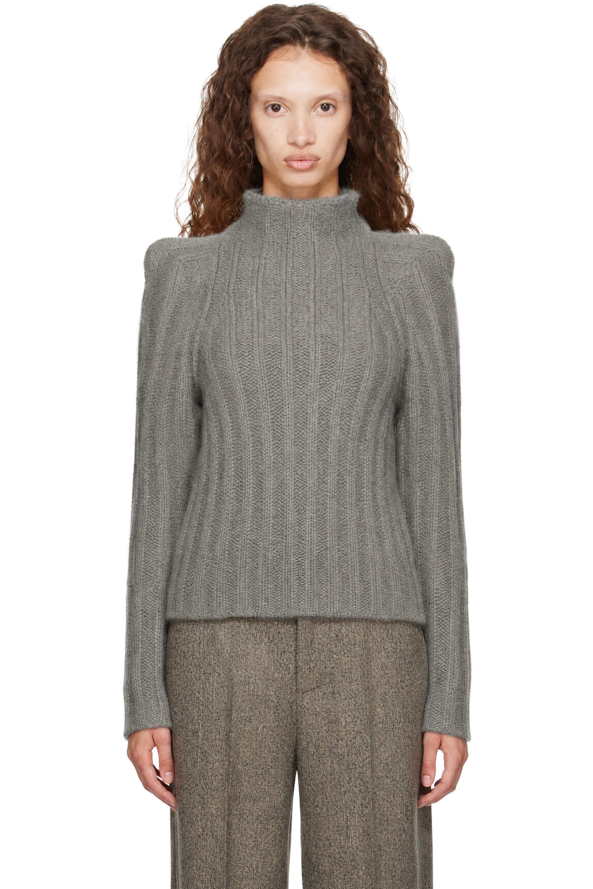 Rick Owens - Gray Tower Cropped Con Sweater