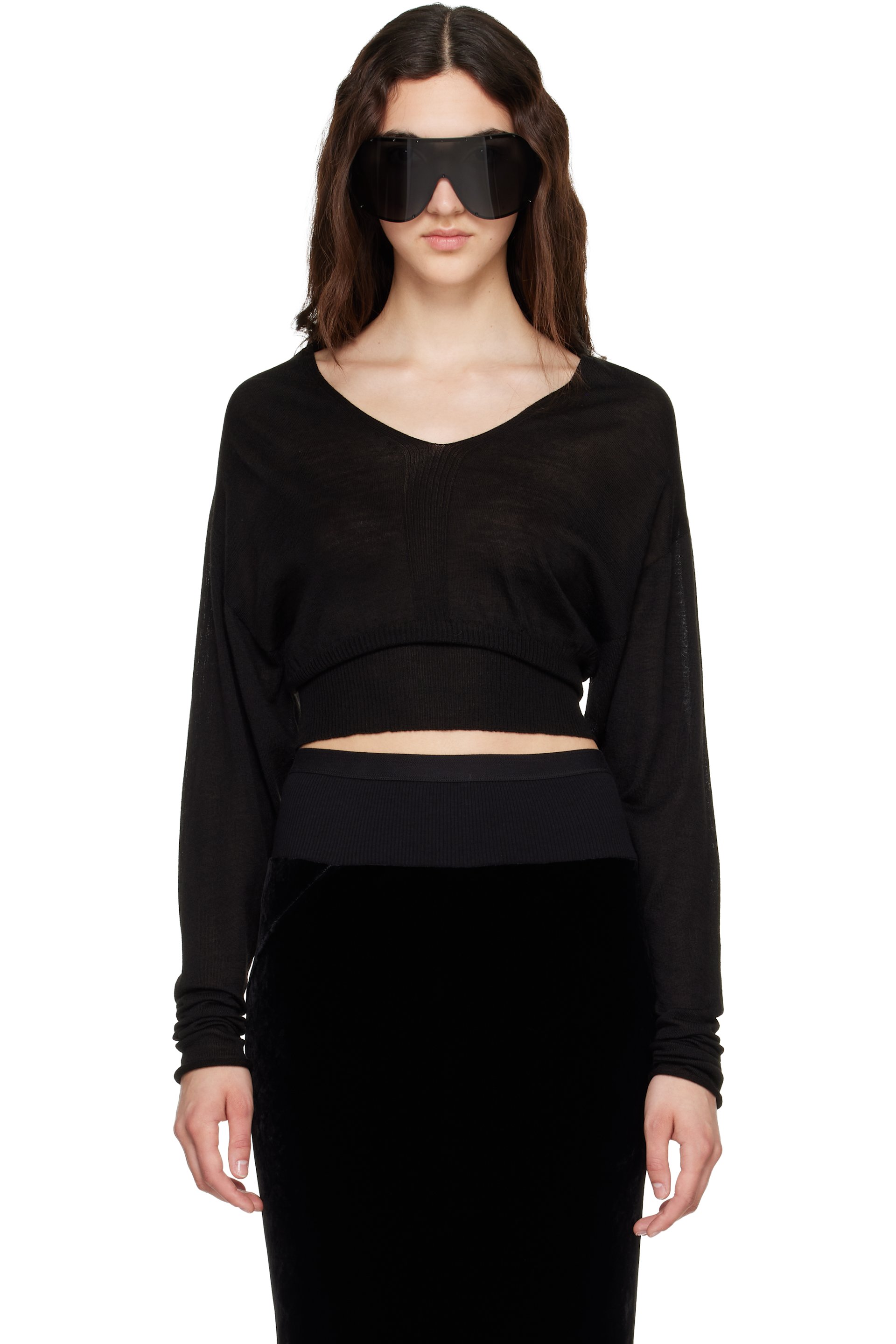 Rick Owens - Black Tower V Cropped Sweater