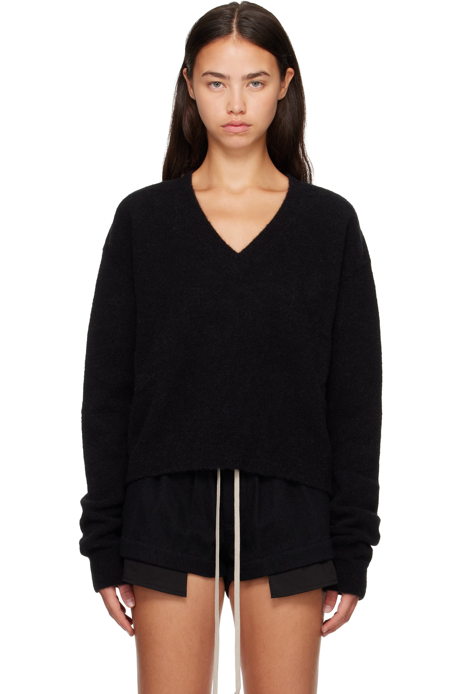 Rick Owens - Pull Tommy noir à col en V - Tower