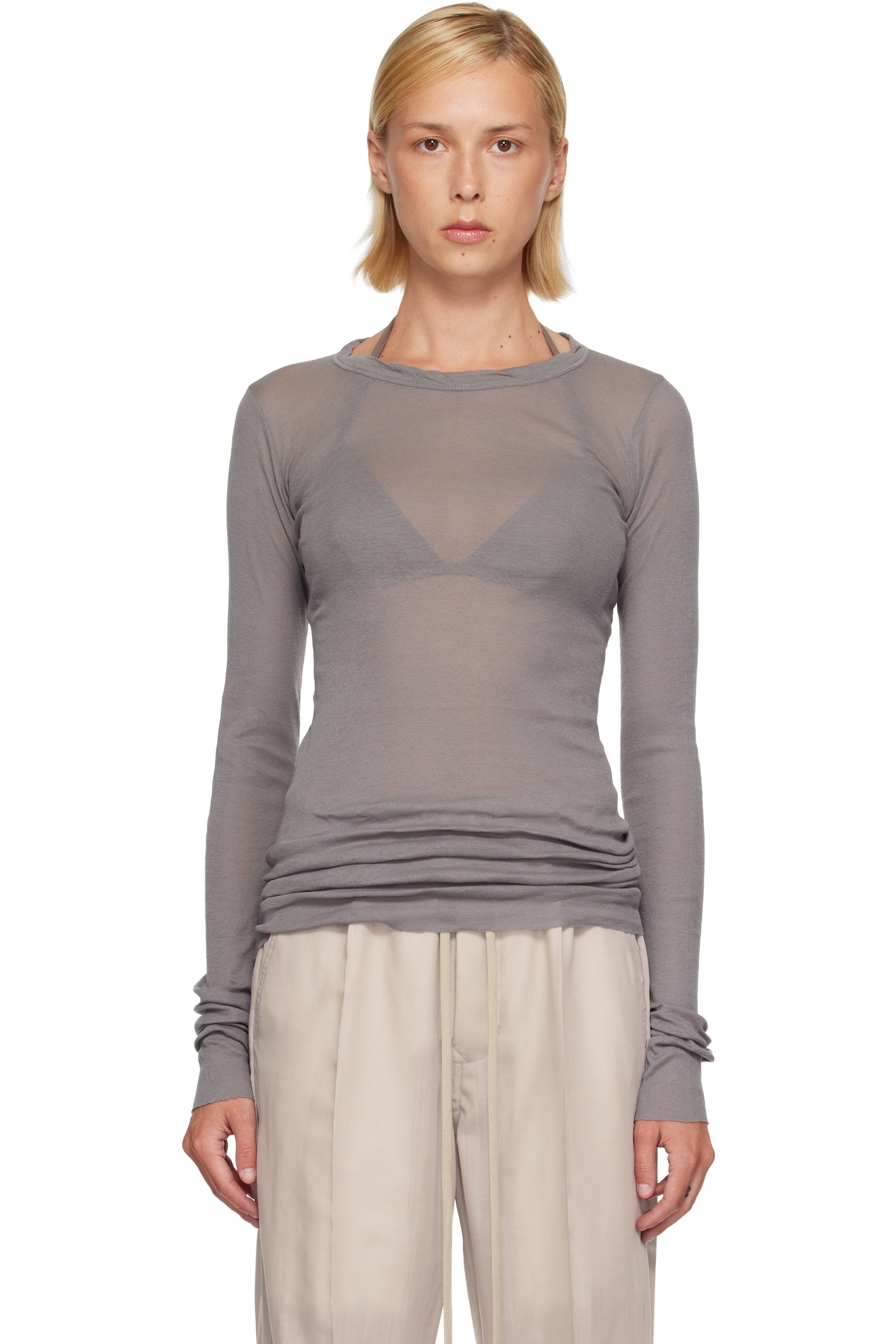 Rick Owens - Gray Tower Rib LS T-shirt