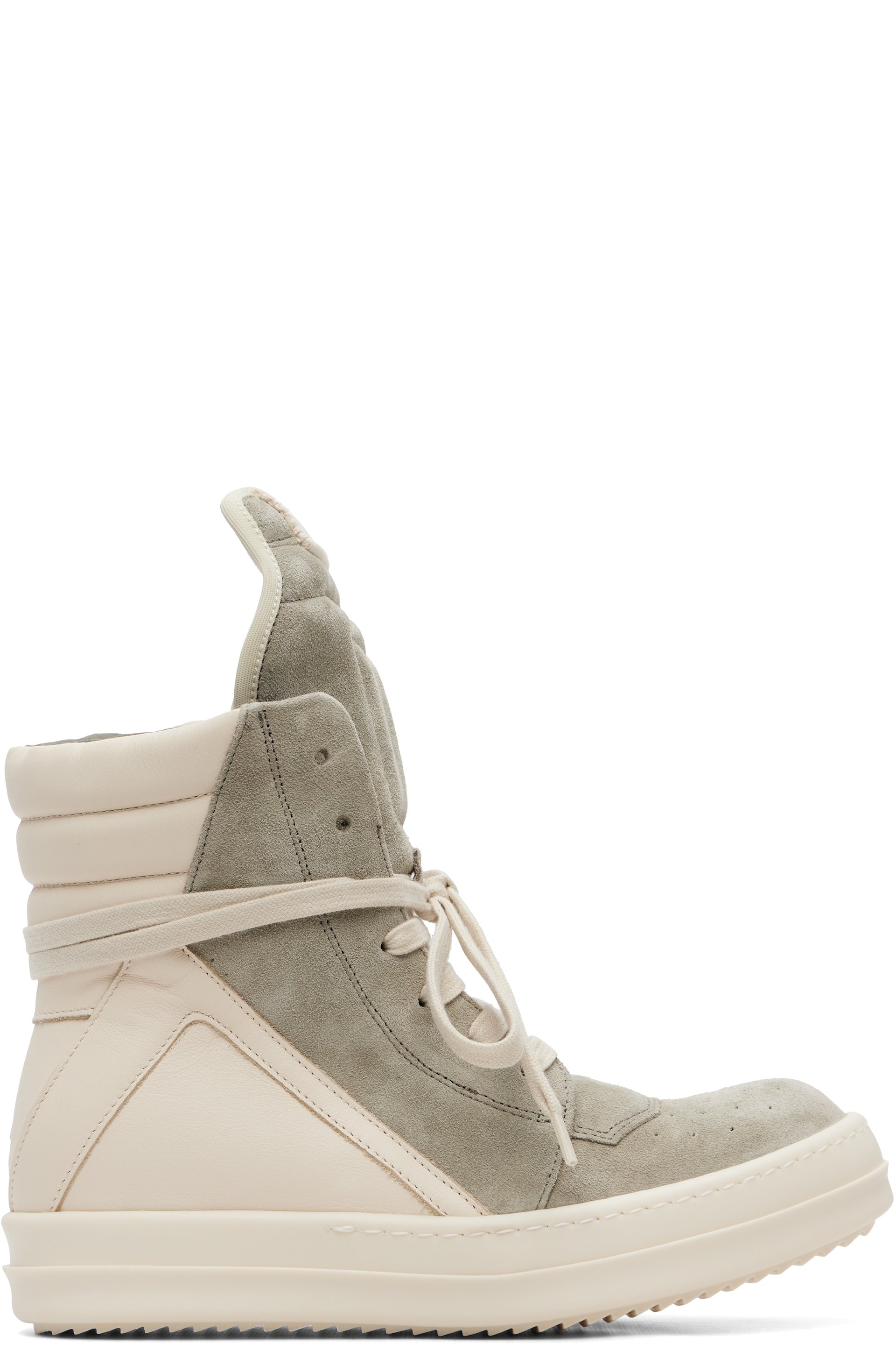 Rick Owens - Off-White & Taupe Tower Geobasket Sneakers