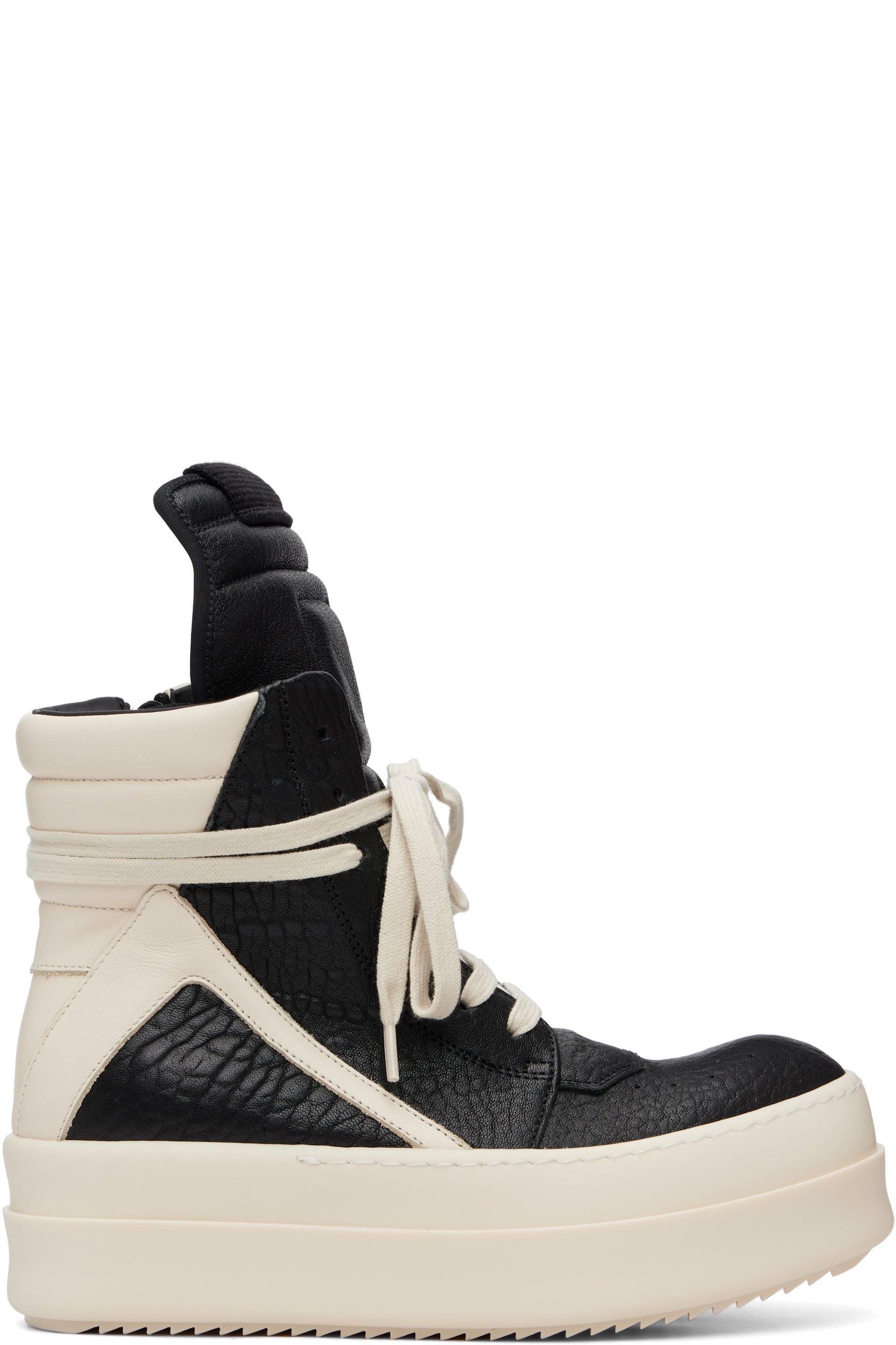 Rick Owens - Black & Off-White Temple Mega Bumper Geobasket Sneakers