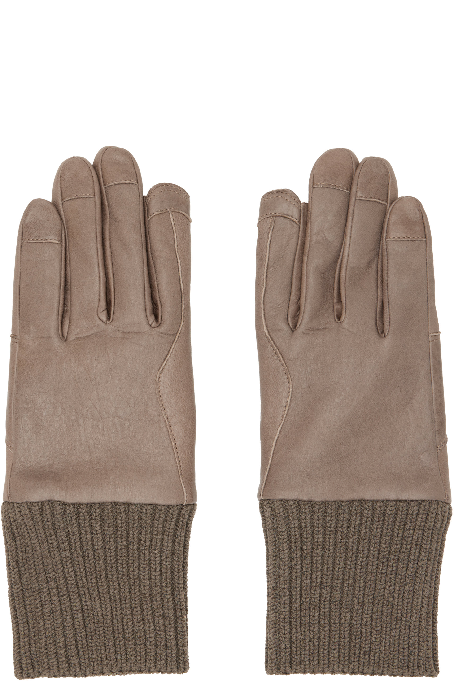 Rick Owens - Taupe Tower Rib Cuff Gloves