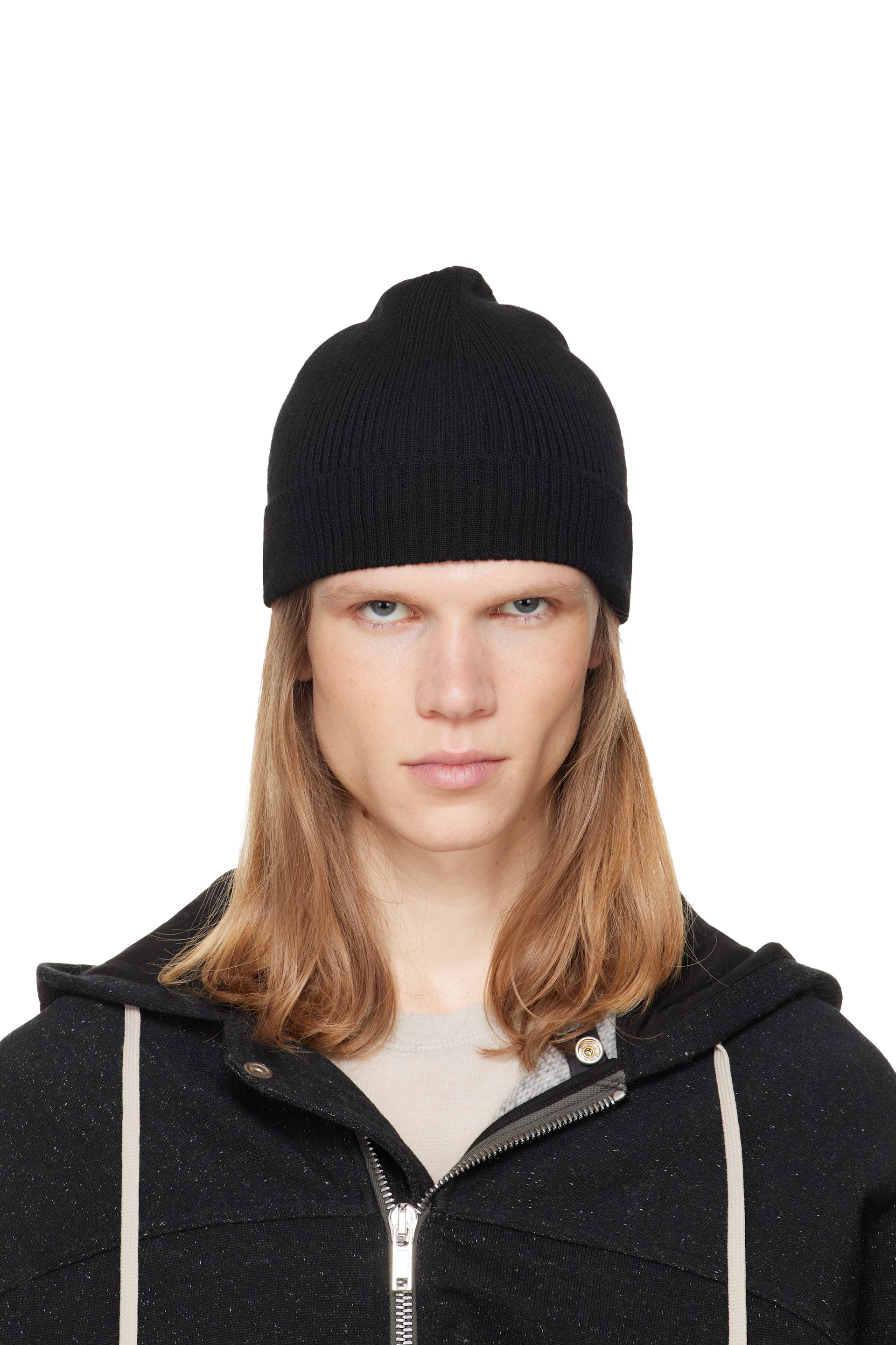 Rick Owens - Black Tower Ribbed Beanie