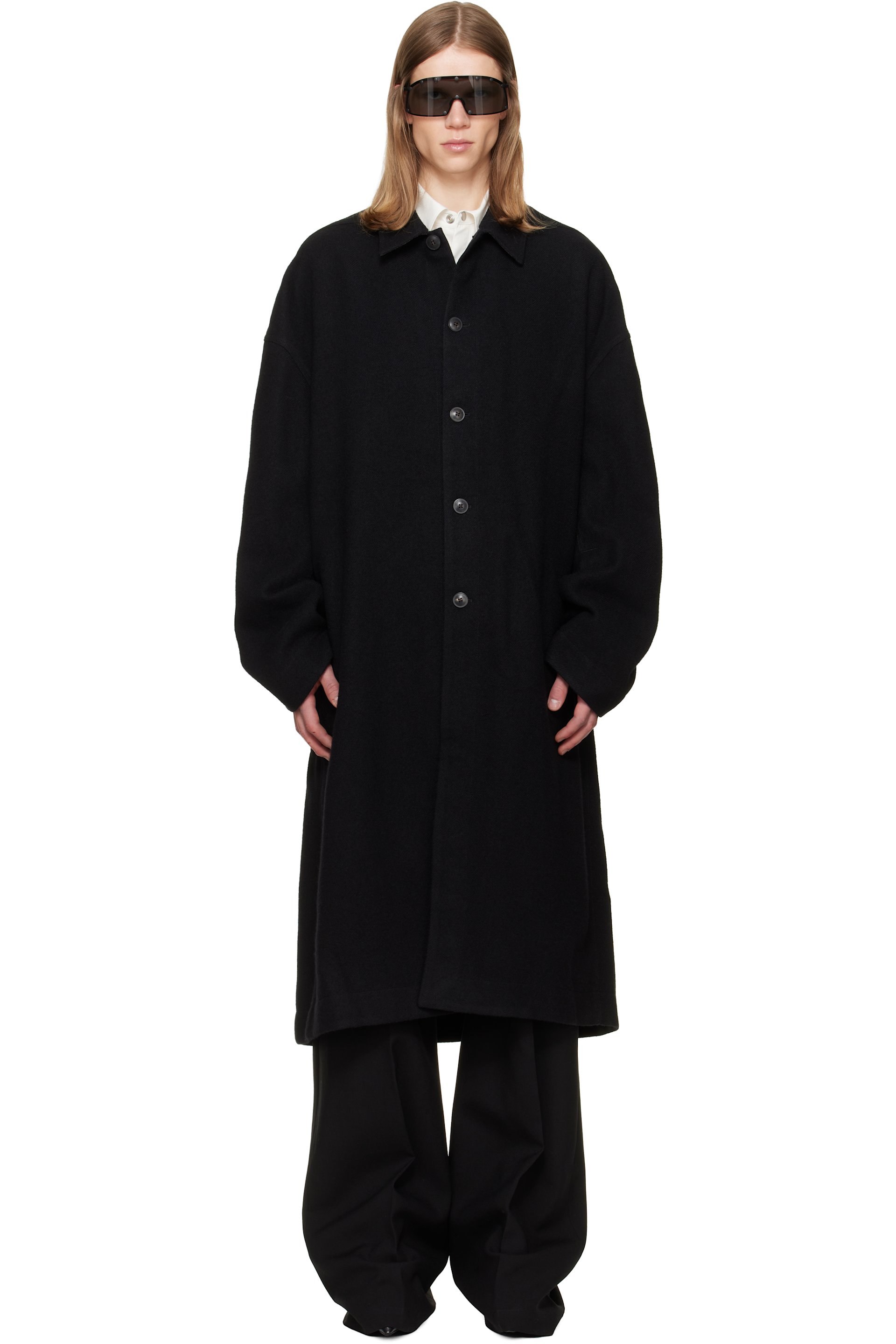 Rick Owens - Black Tower Buttoned Brad Coat