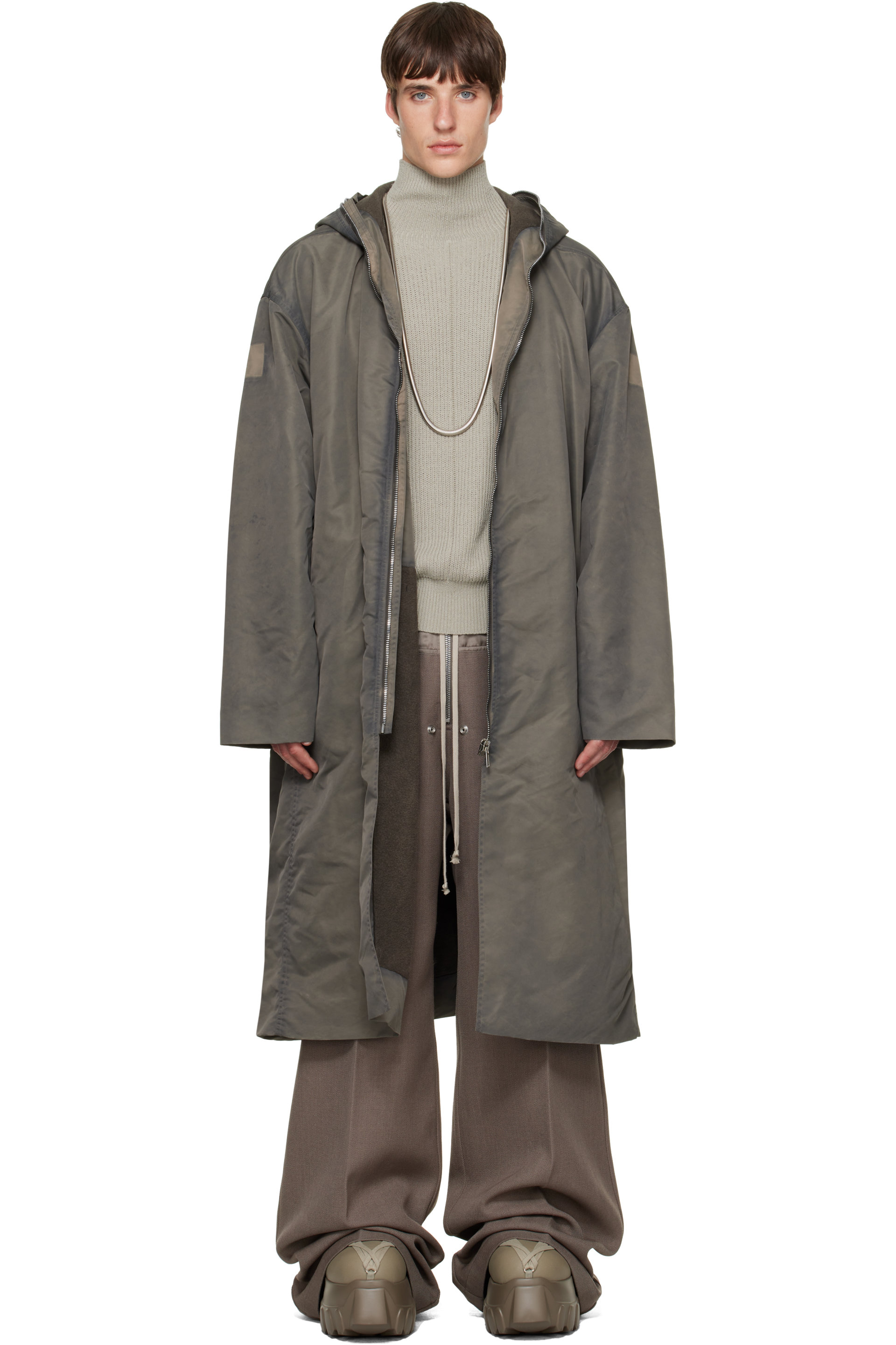Rick Owens - Gray Tower Wide Mac Coat