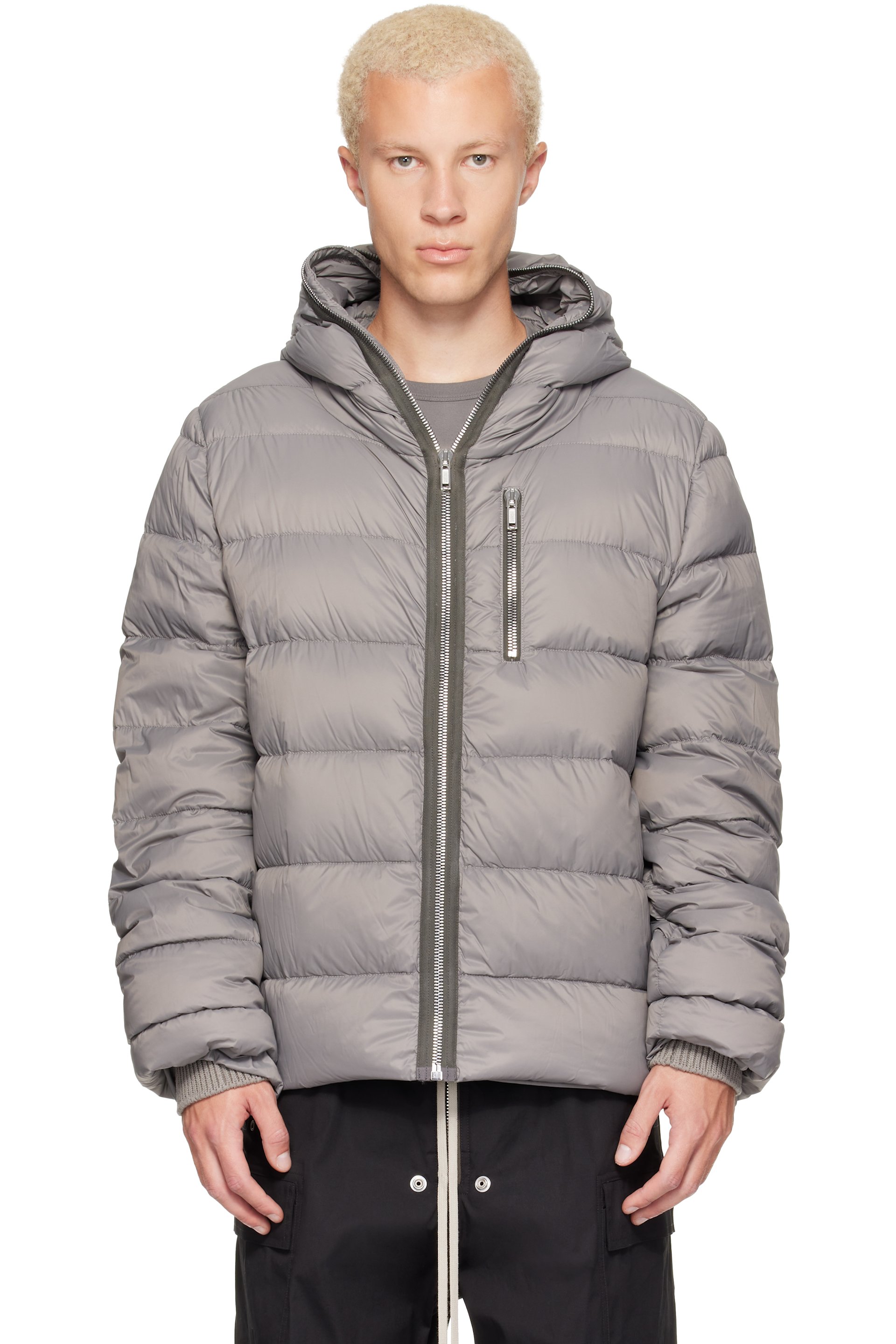 Rick Owens - Gray Tower Nylon Duvet Hooded Down Jacket