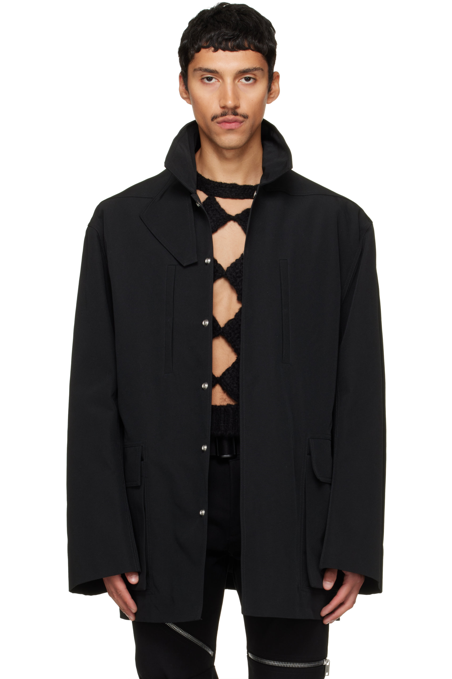 Rick Owens - Black Tower Collared Mac Jacket