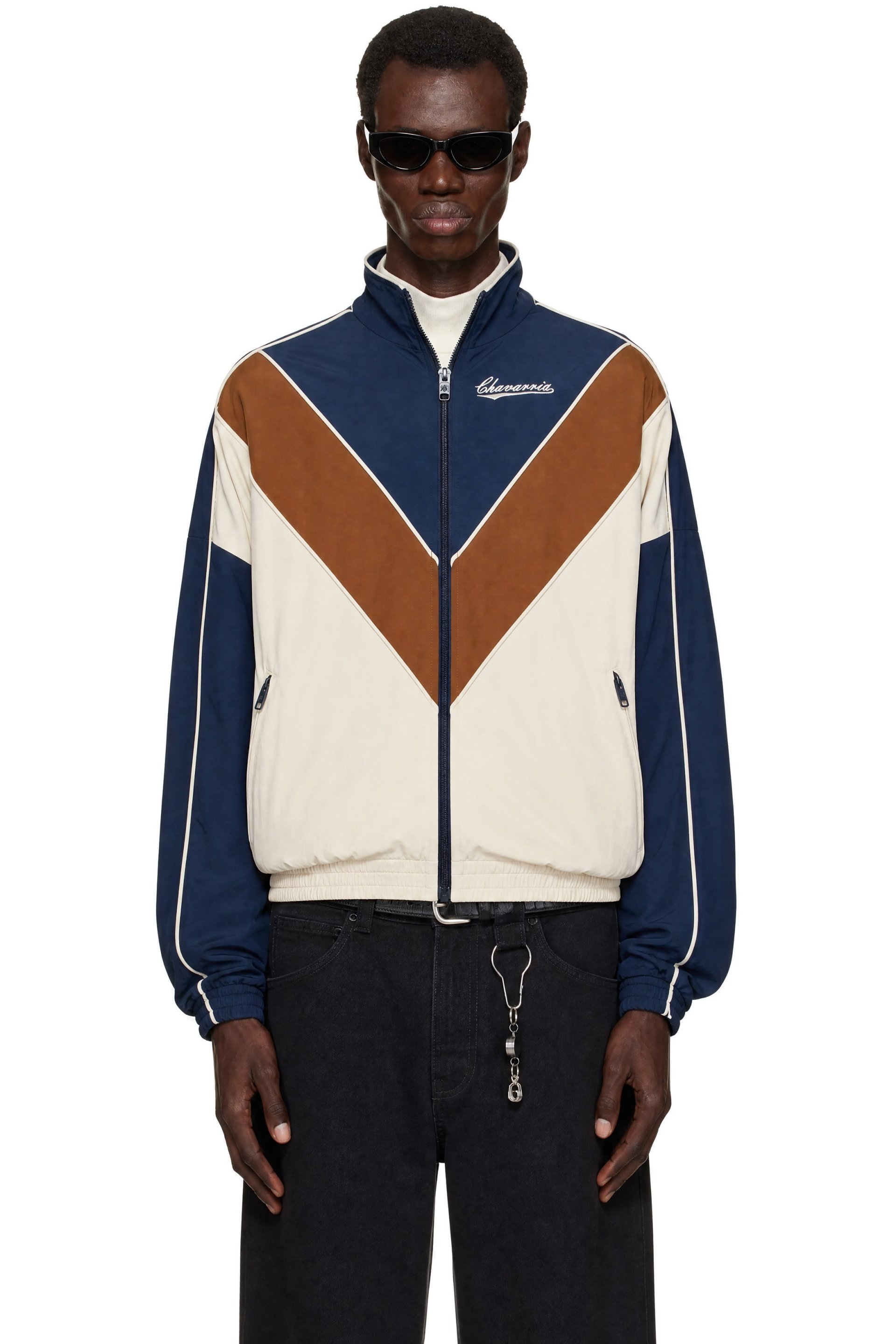 WILLY CHAVARRIA - Off-White & Navy 'Bad Boy' Track Jacket