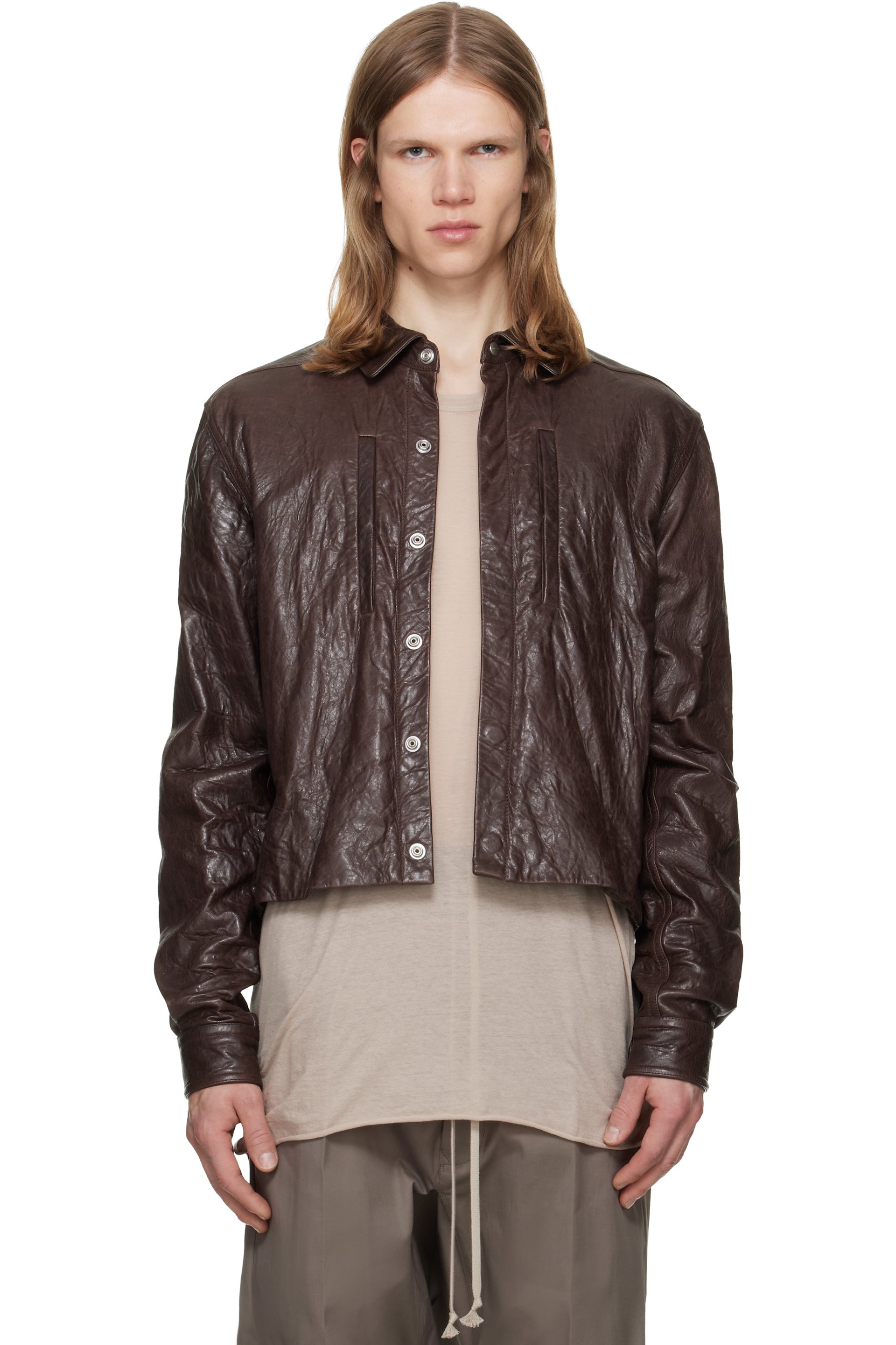 Rick Owens - Brown Tower Alice Leather Jacket