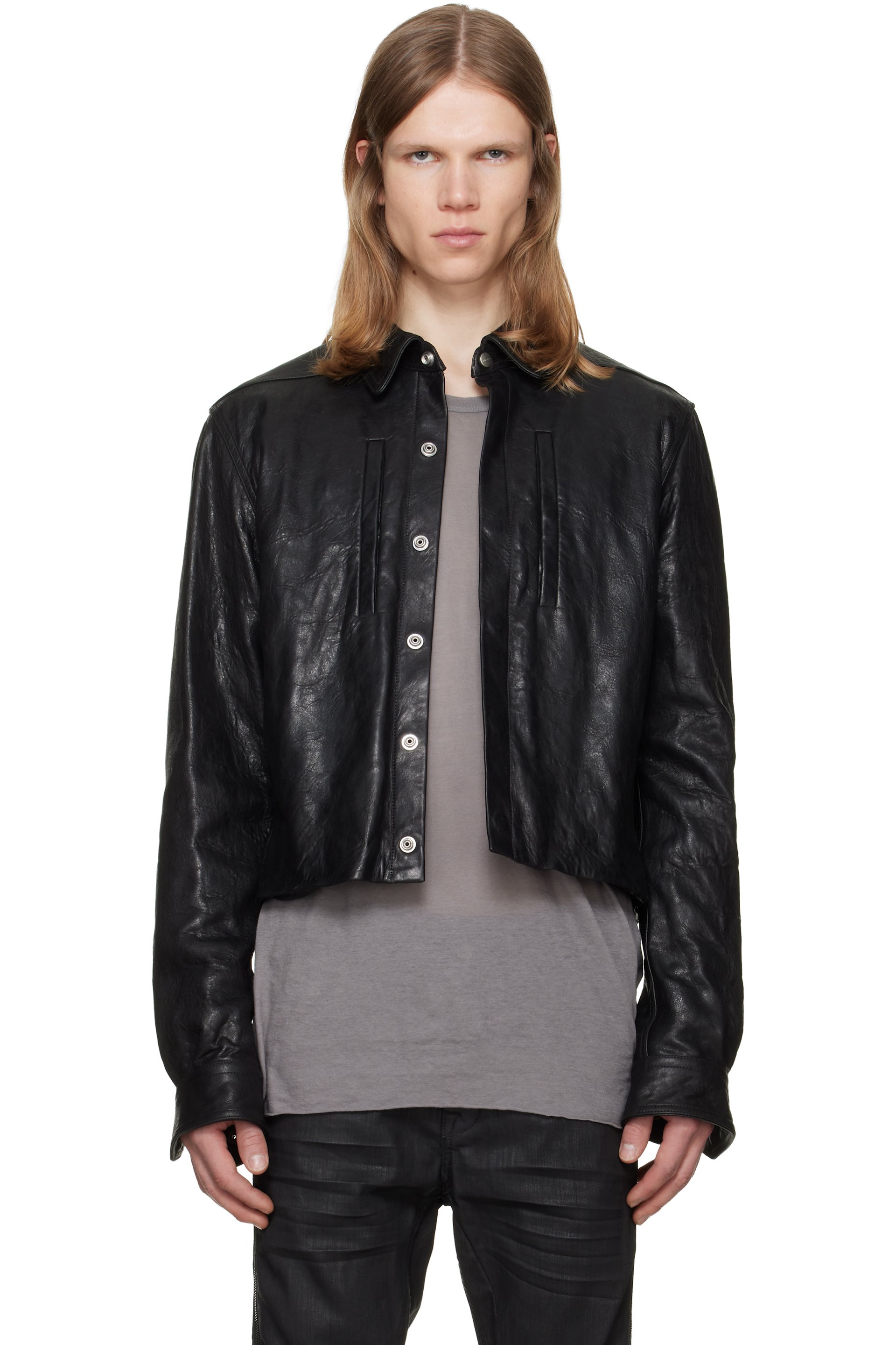 Rick Owens - Black Tower Alice Leather Jacket