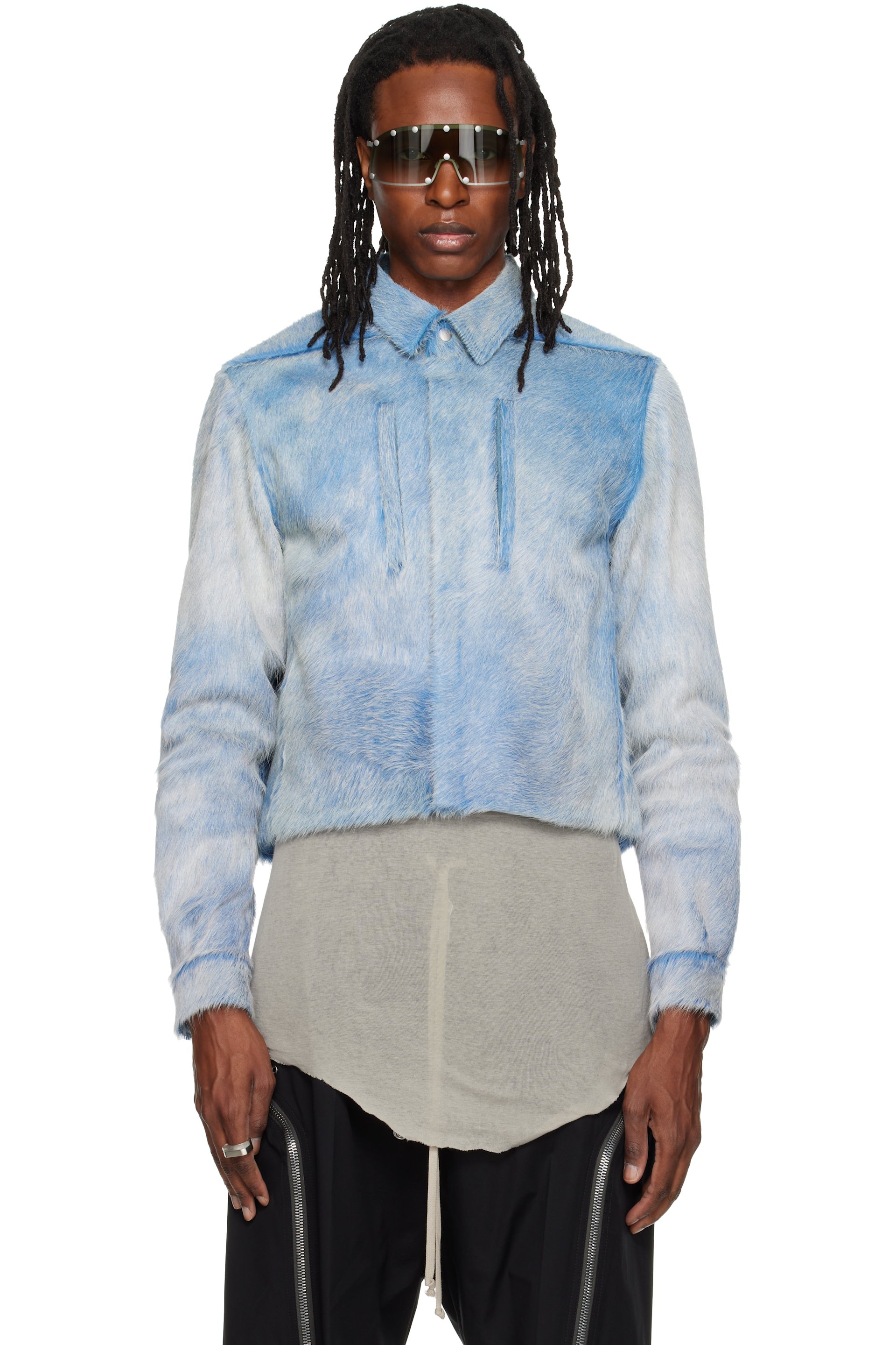 Rick Owens - Blue Tower Alice Leather Jacket
