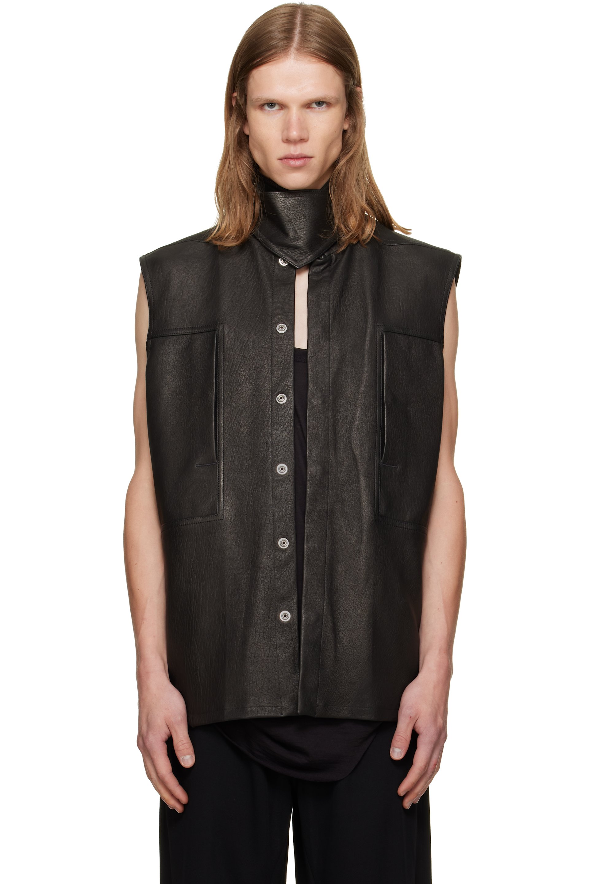 Rick Owens - Black Tower SL Leather Outershirt