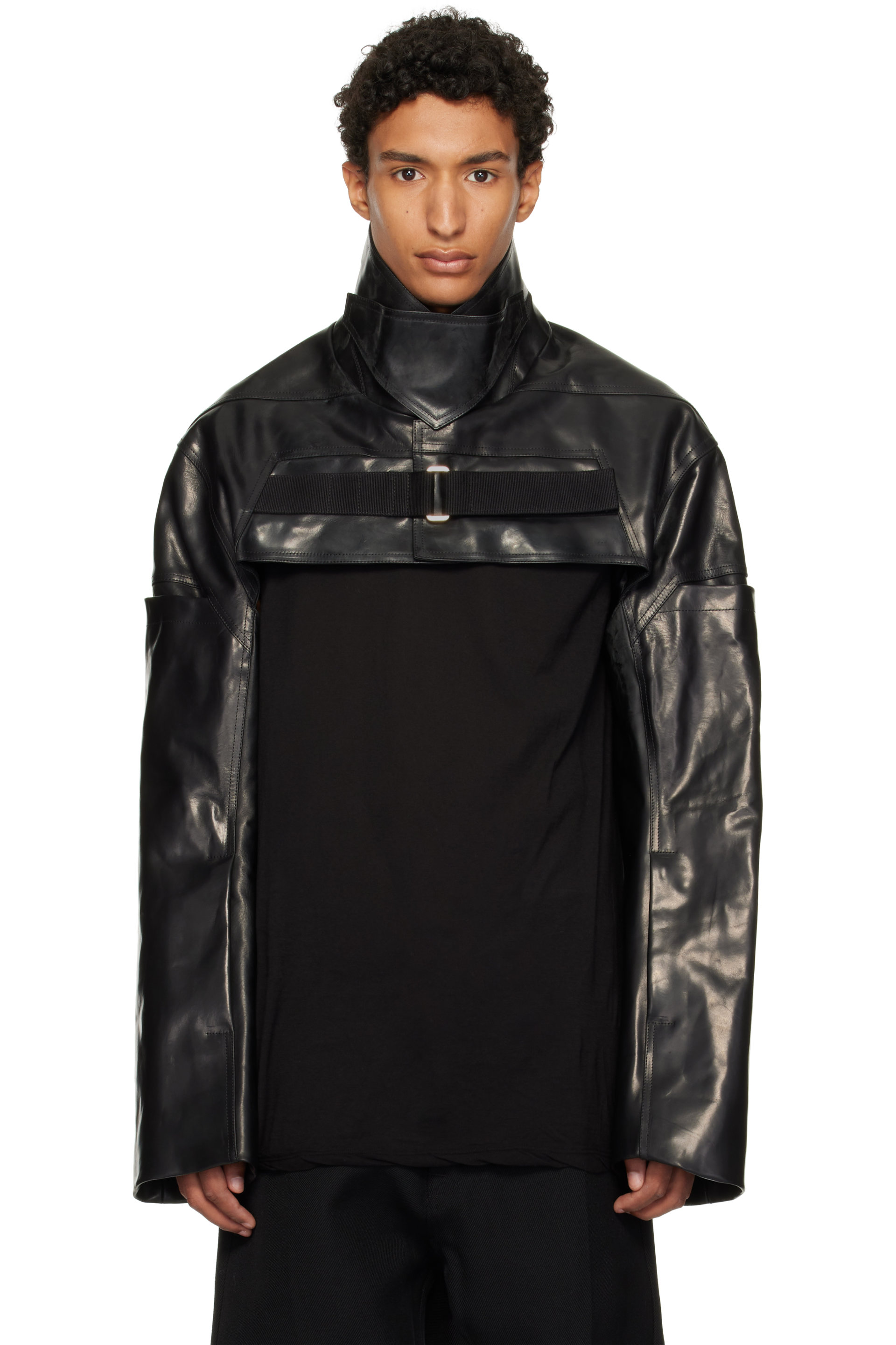 Rick Owens - 黑色 Tower Mac Cropped 皮革夹克