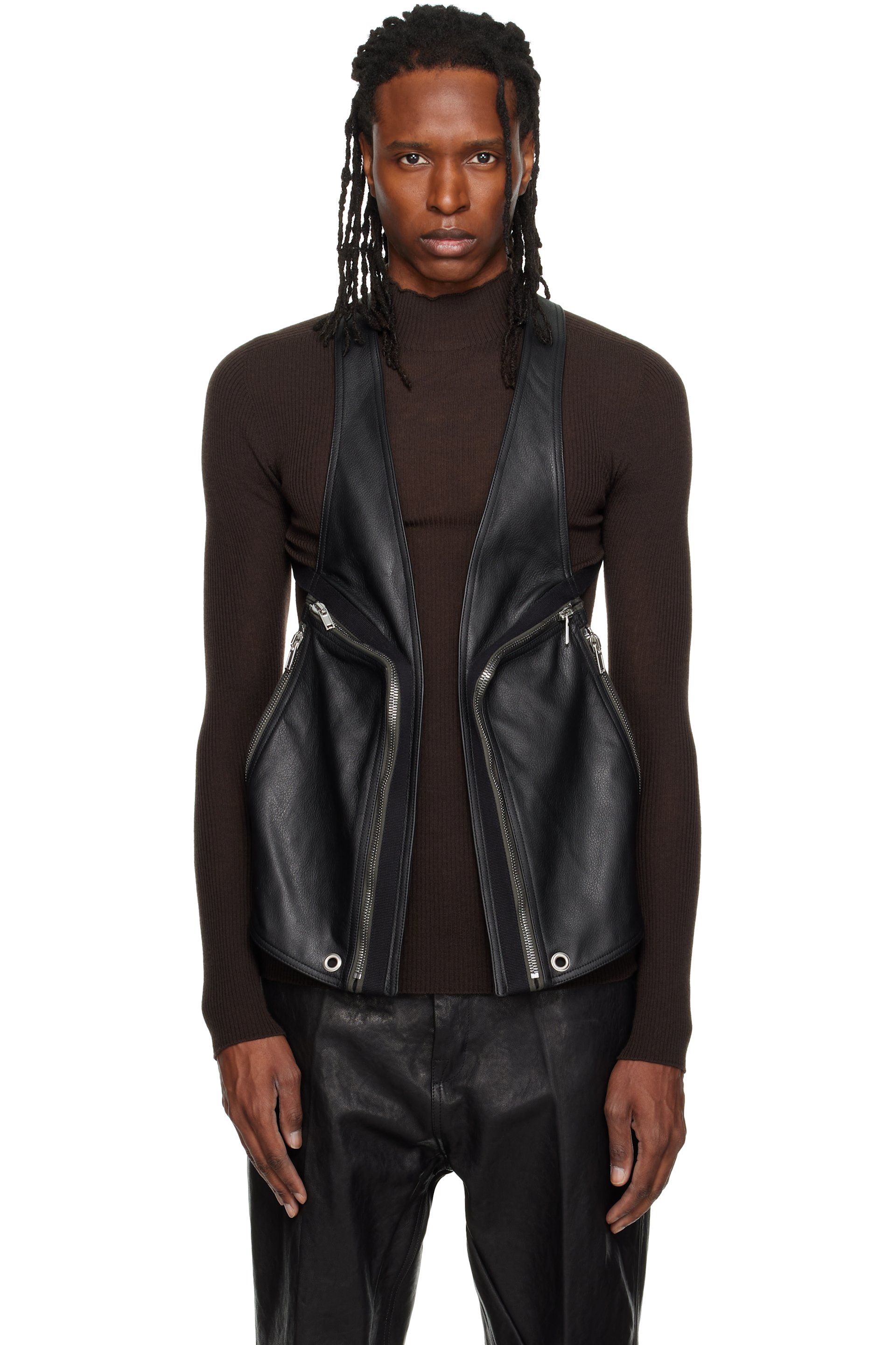 Rick Owens - Black Tower Temple Leather Vest
