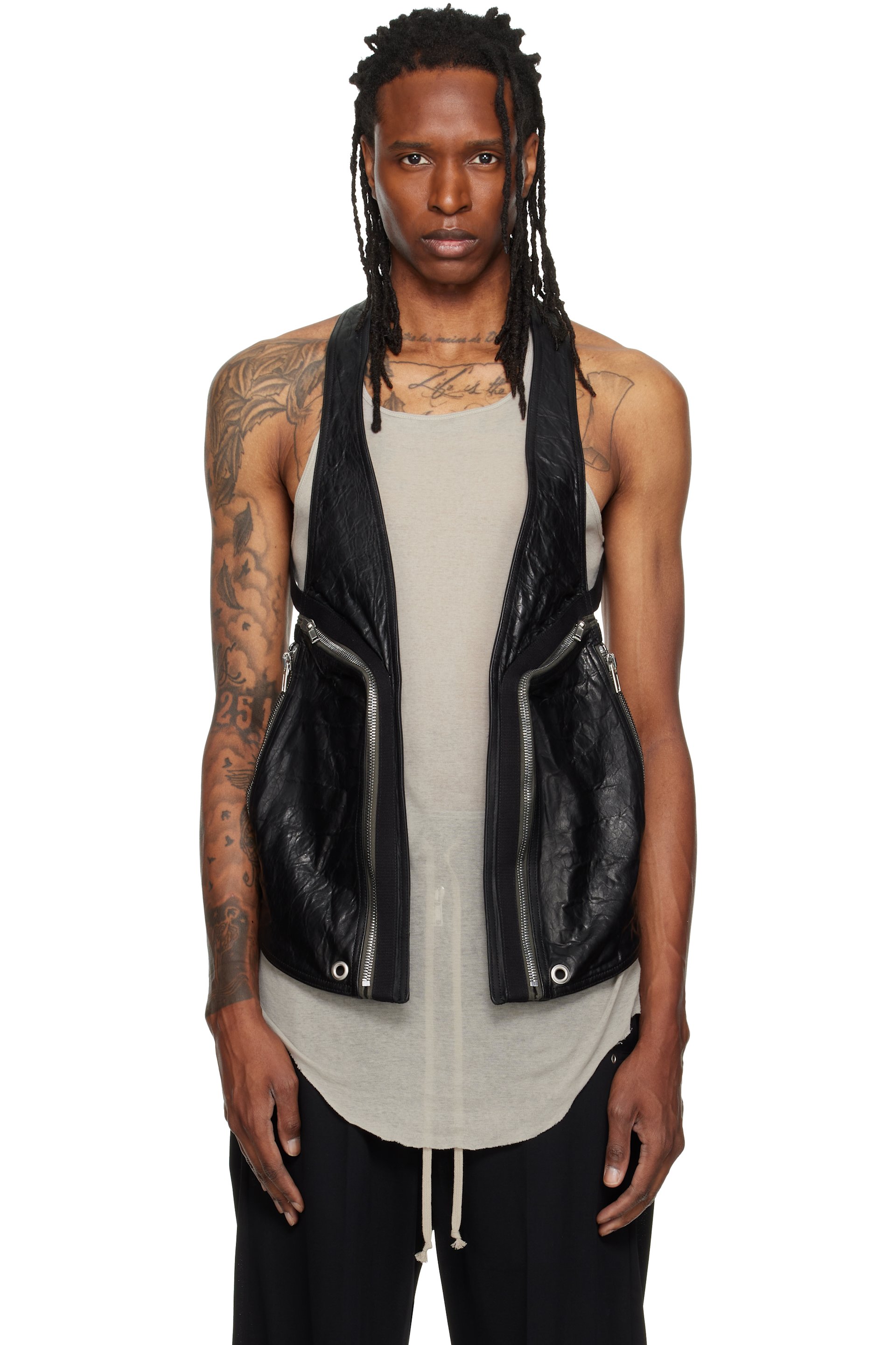 Rick Owens - Black Tower Temple Leather Vest