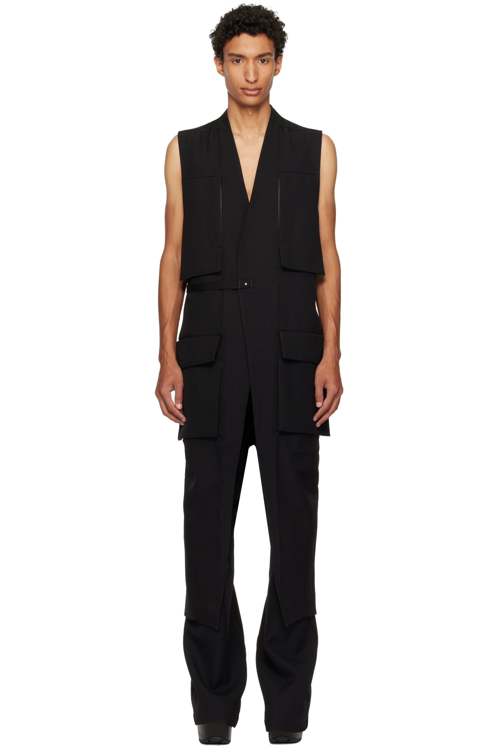 Rick Owens - Black Tower Long Lab Cargo Vest