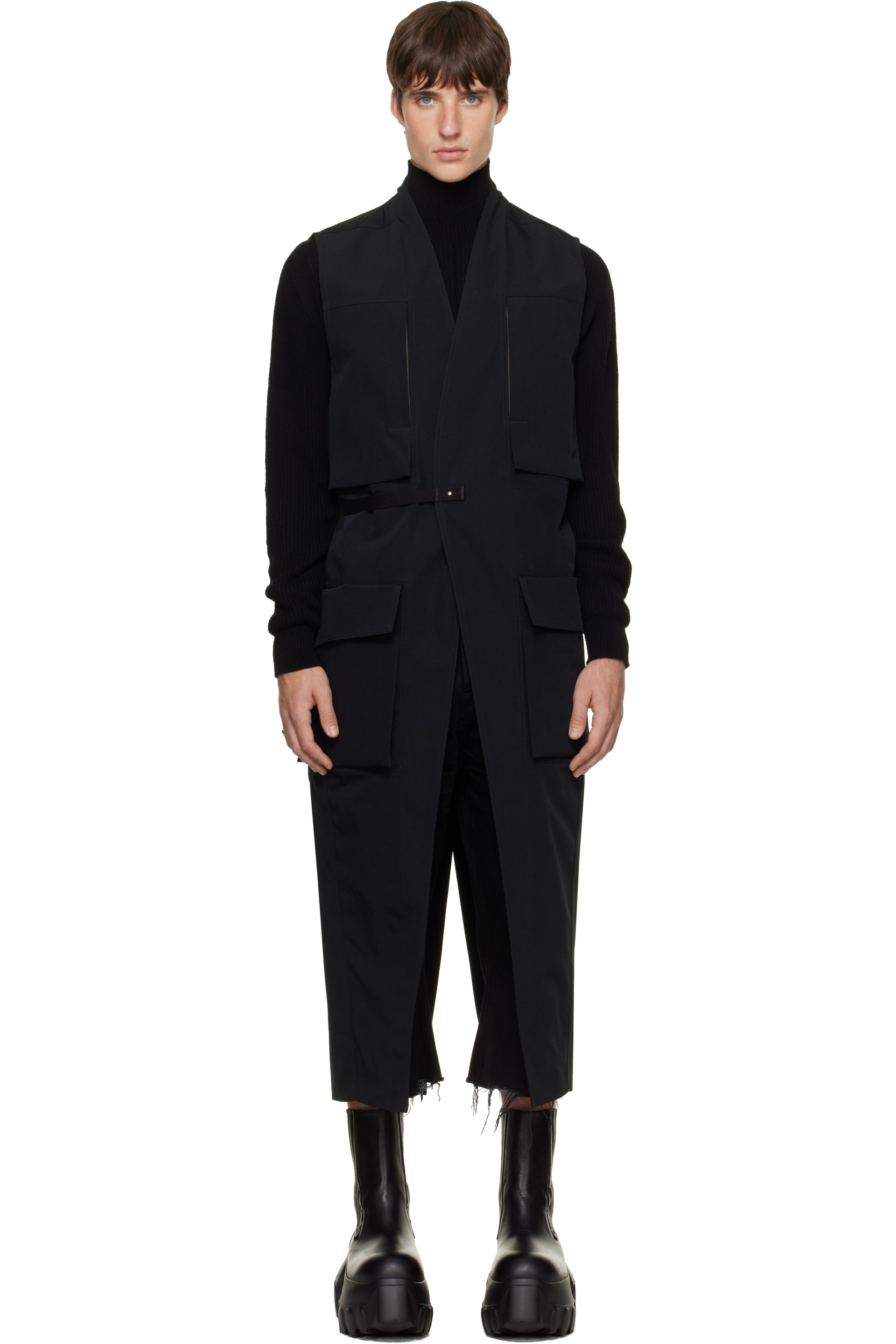Rick Owens - Black Tower Long Lab Cargo Vest