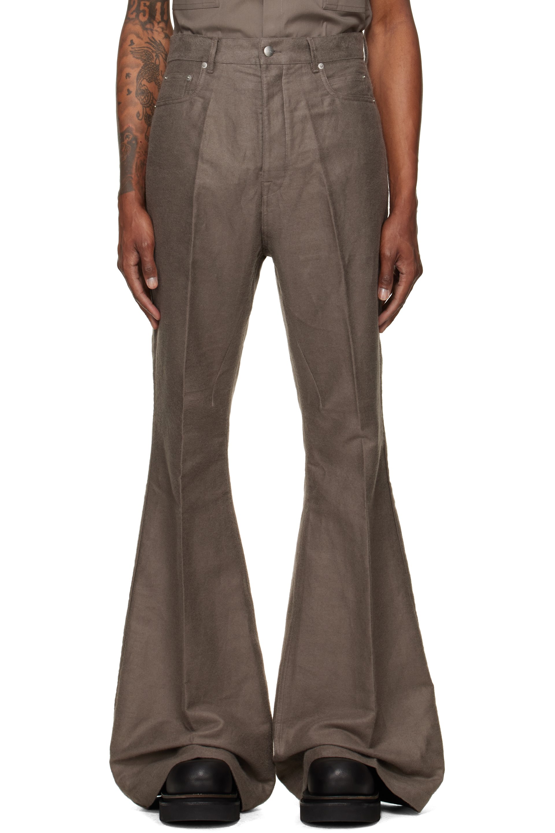 Rick Owens - Gray Tower Bolan Bootcut Trousers