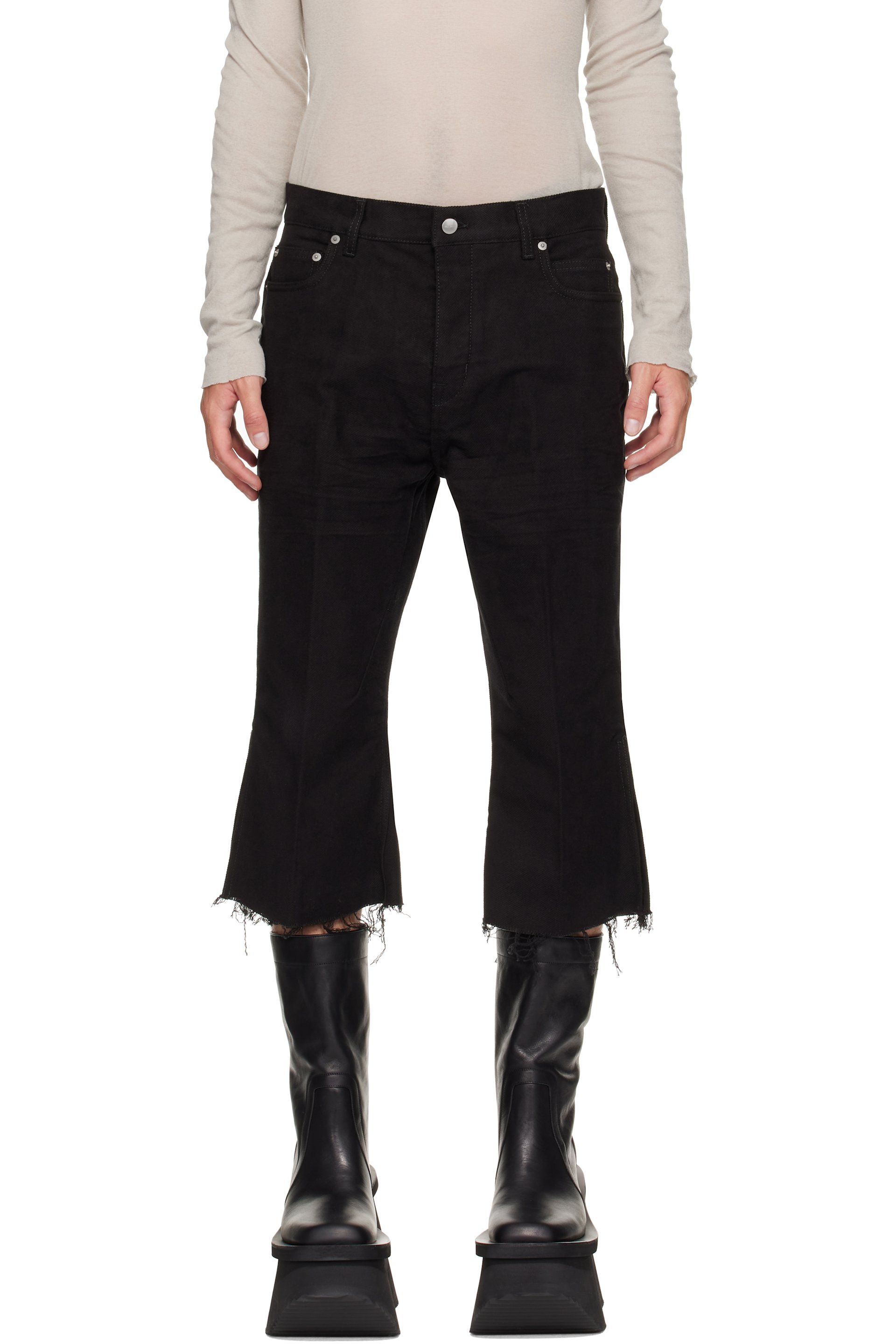 Rick Owens - Black Tower Bolan Cutoff Jeans