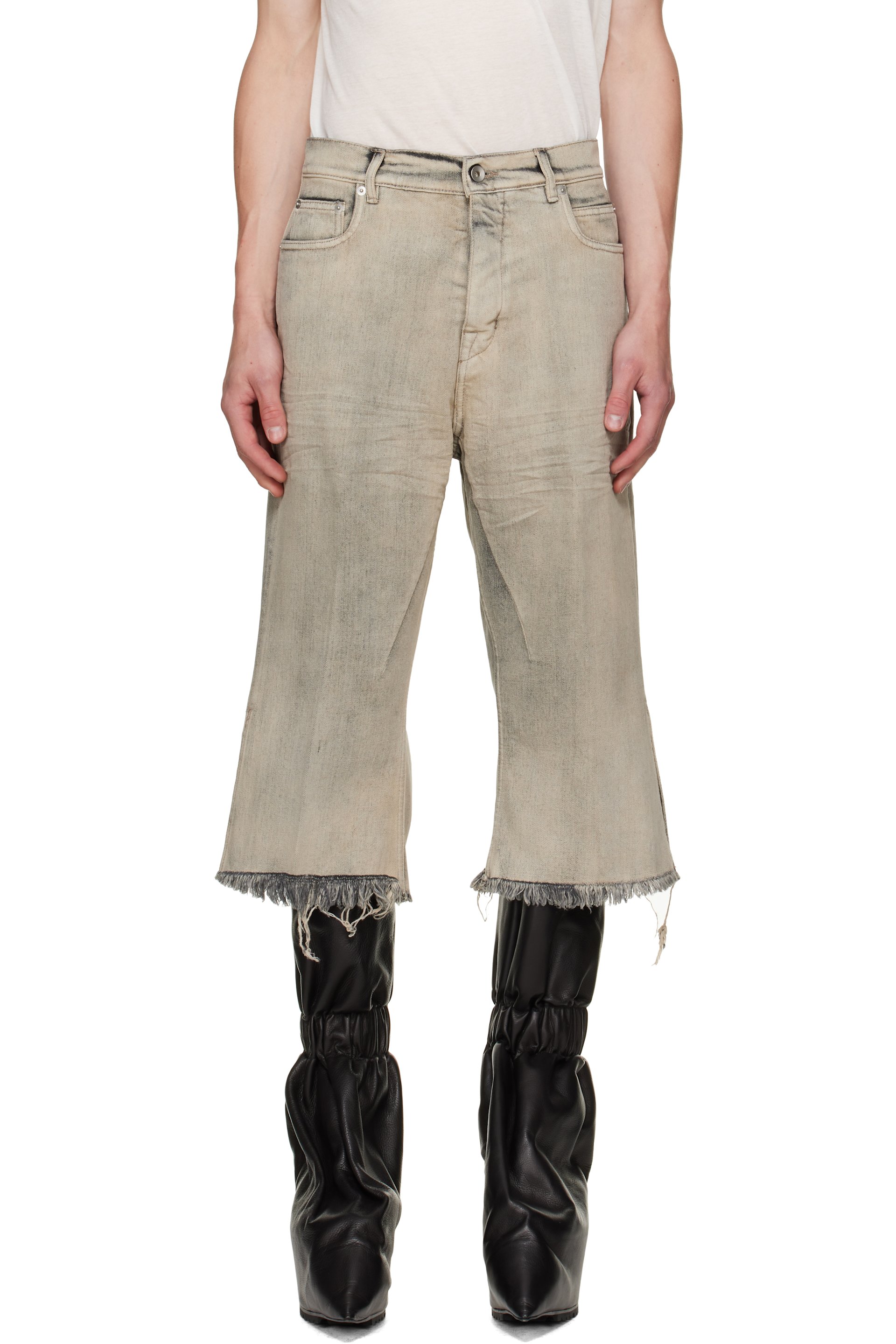 Rick Owens - Jean Bolan beige à jambes écourtées - Tower
