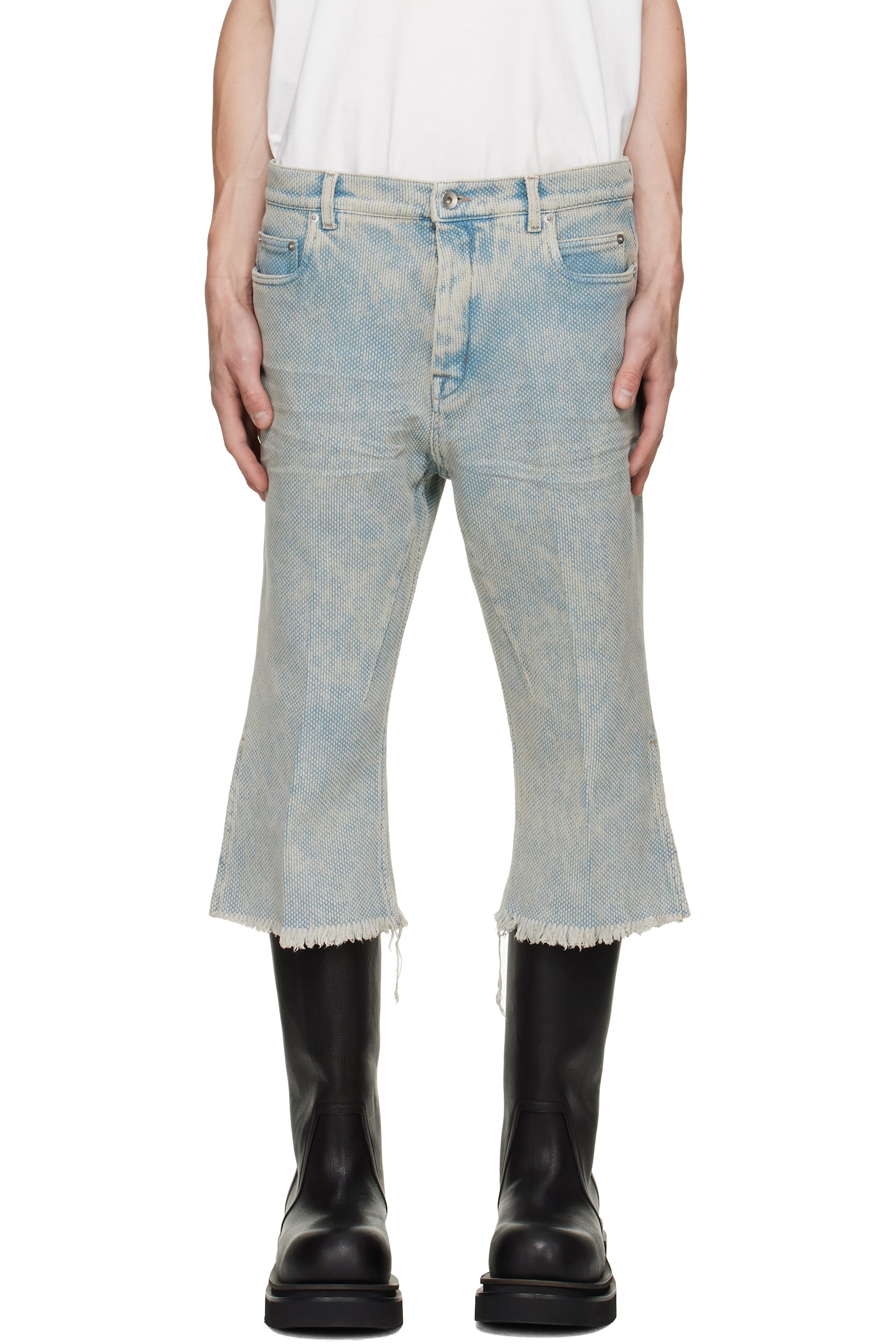 Rick Owens - Blue Tower Bolan Cutoff Jeans