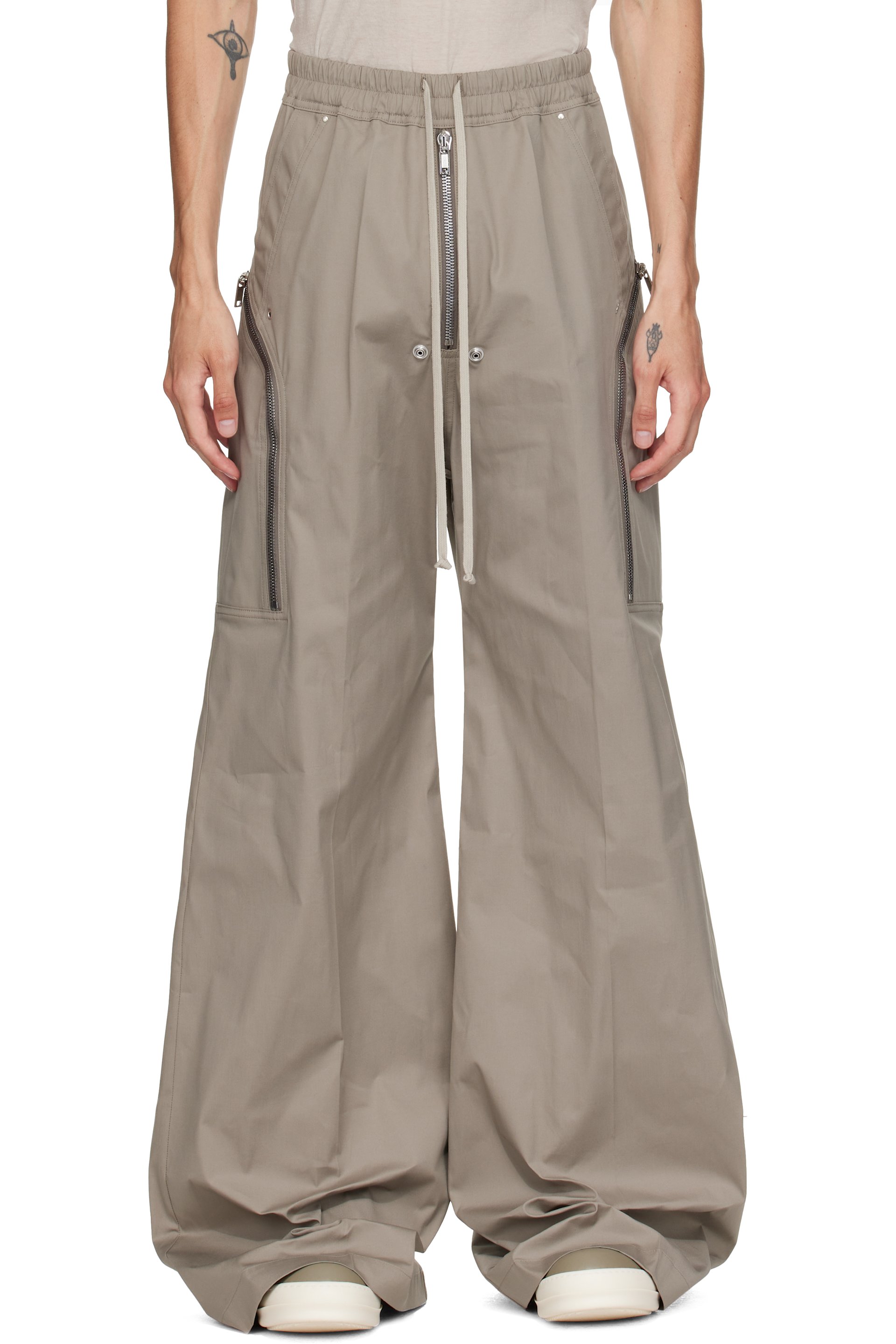 Rick Owens - Pantalon cargo Heizer taupe à glissière Bela - Tower