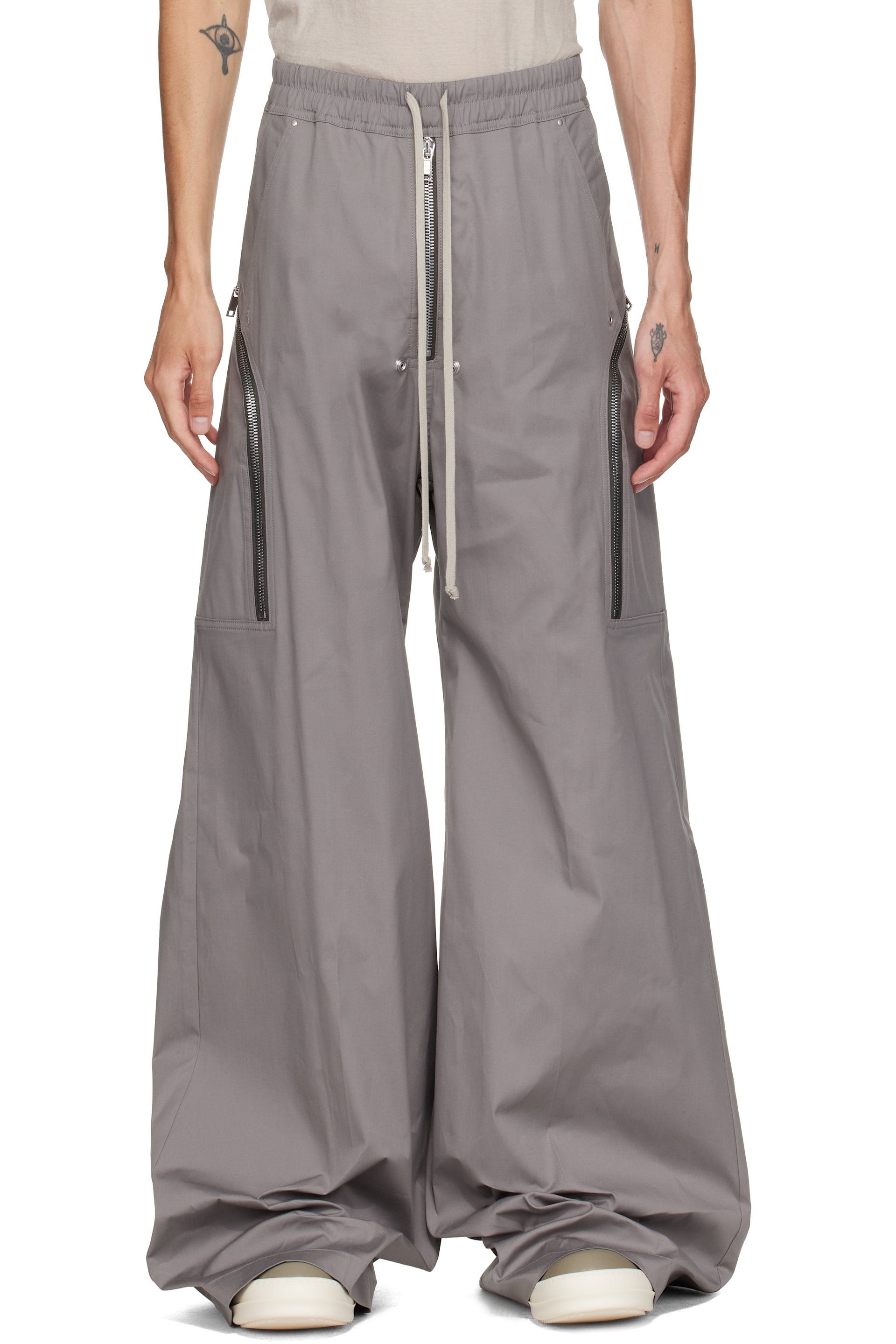 Rick Owens - Pantalon cargo Heizer gris à glissière Bela - Tower